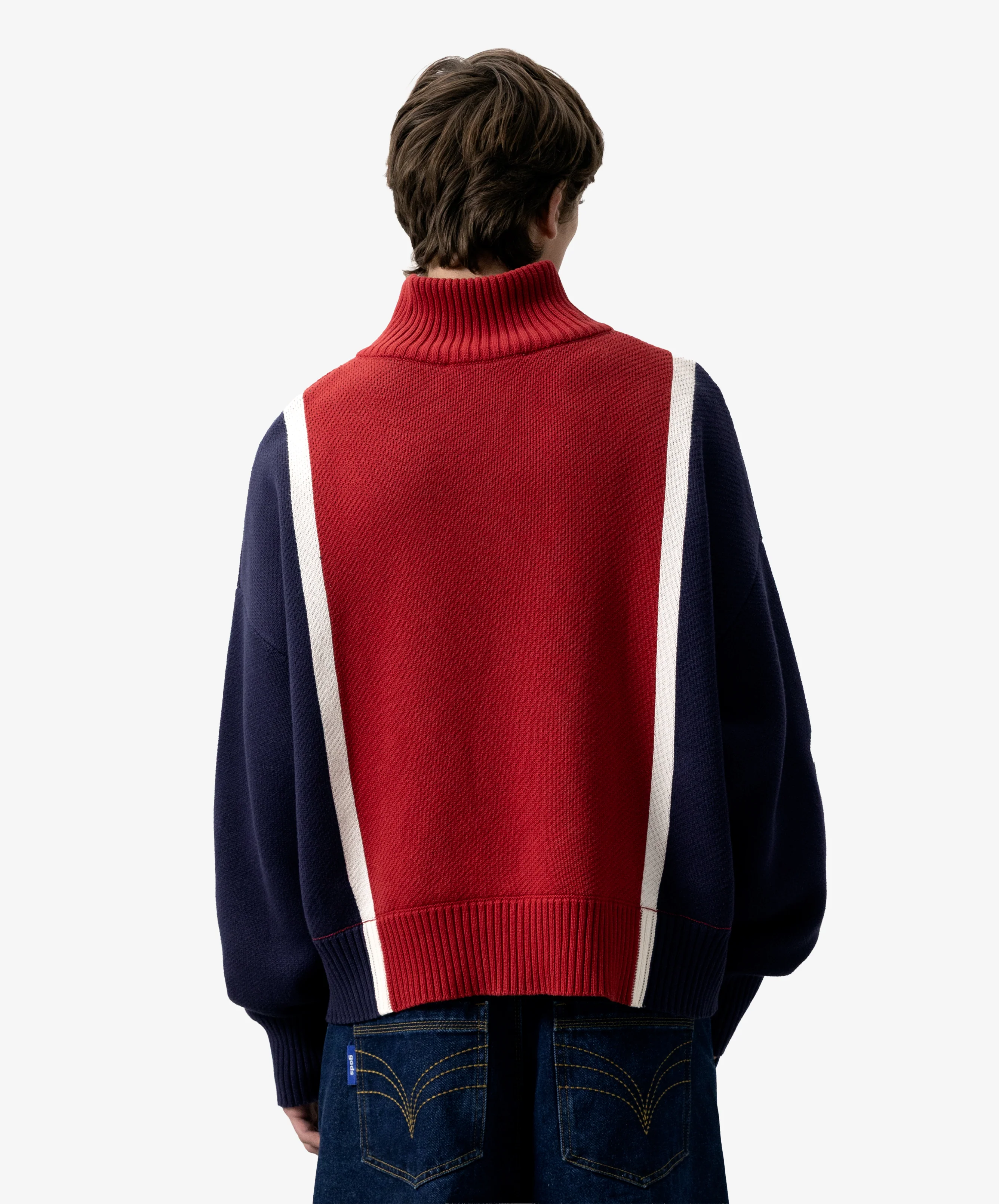 Alpine Rally Knitted Zipper Red-Navy - Image 3