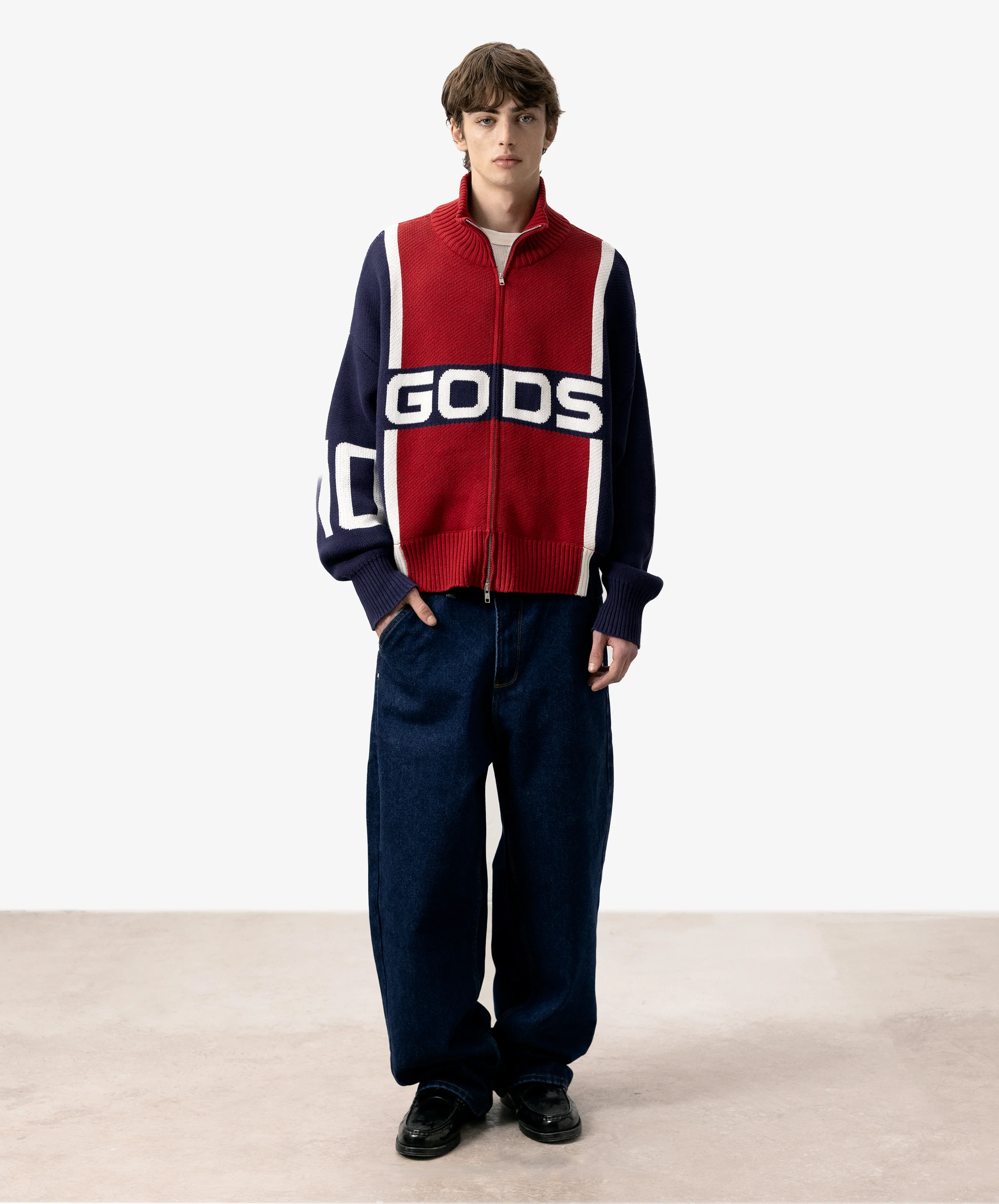 Alpine Rally Knitted Zipper Red-Navy - Image 5