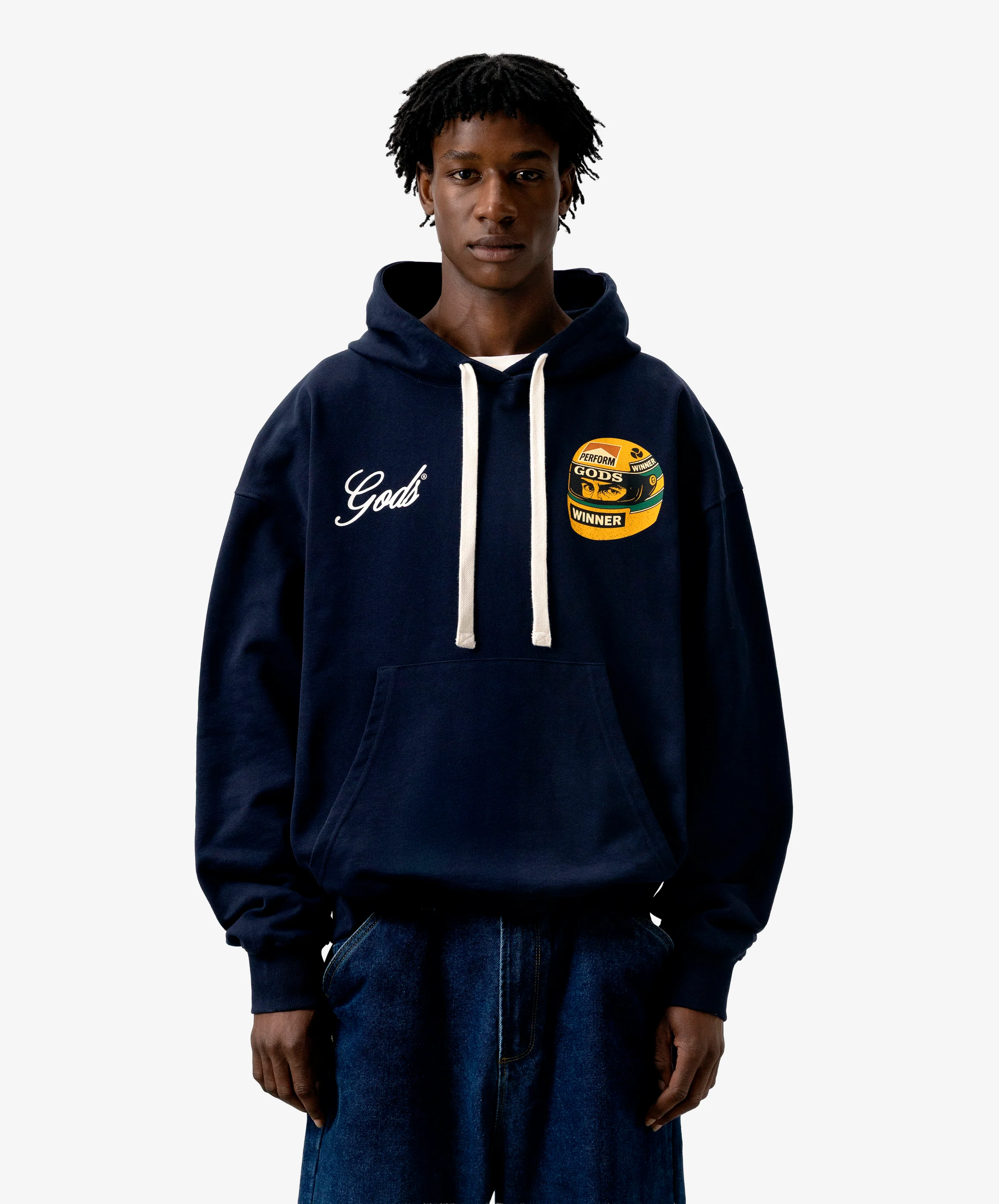 Ayr Cropped Hoodie Navy - Image 3