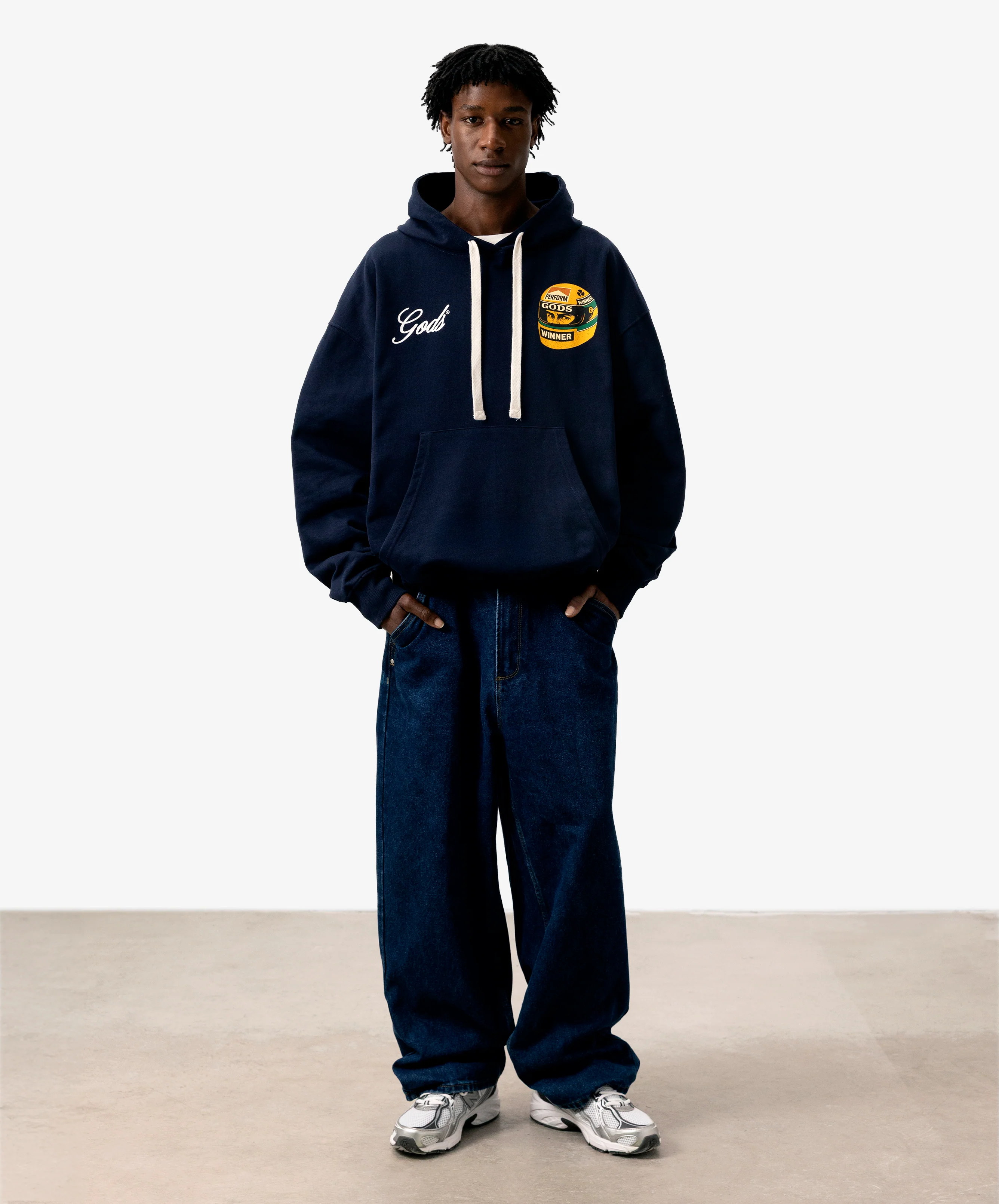 Ayr Cropped Hoodie Navy - Image 7
