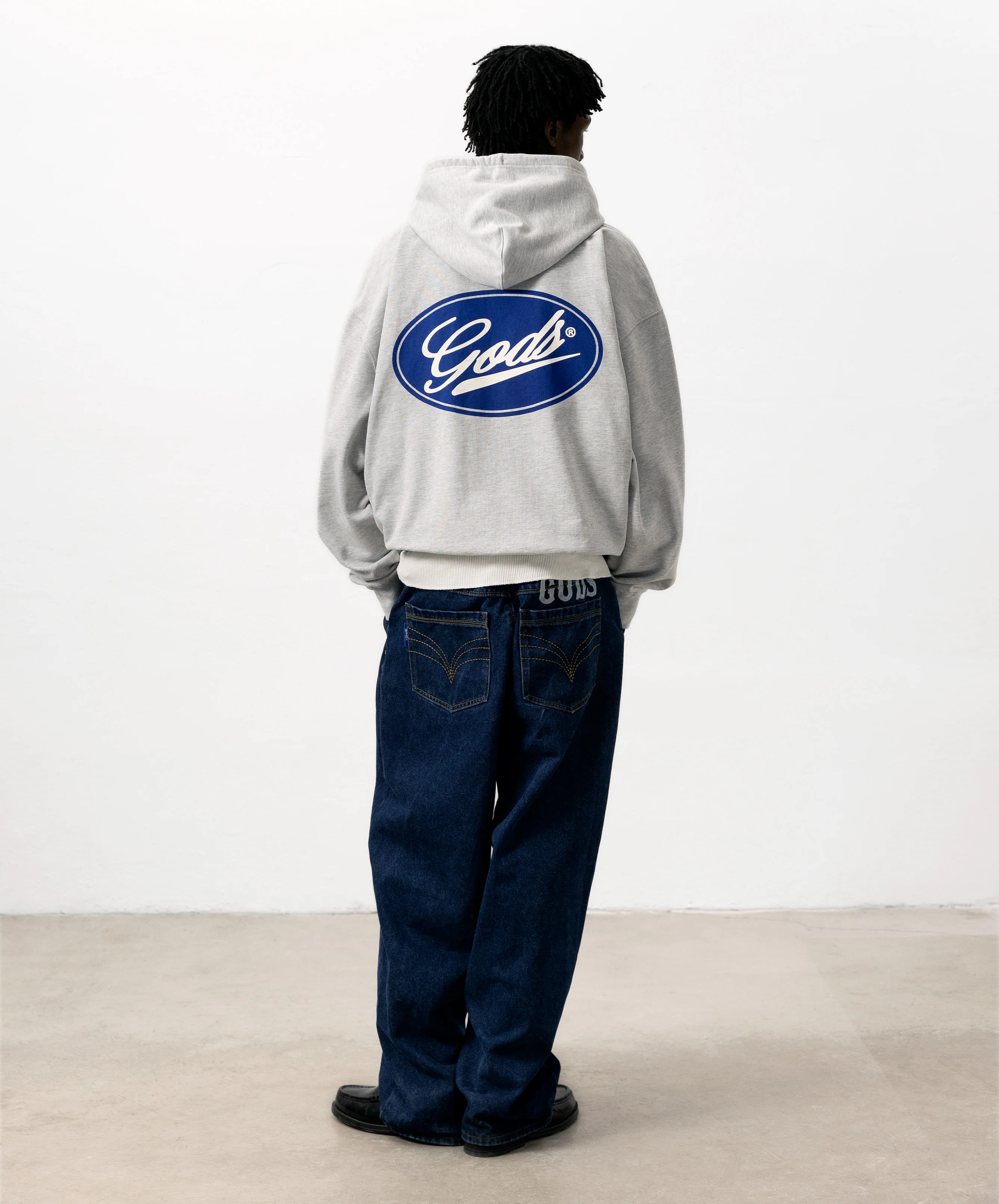 Blue Circle Cropped Hoodie Grey - Image 5