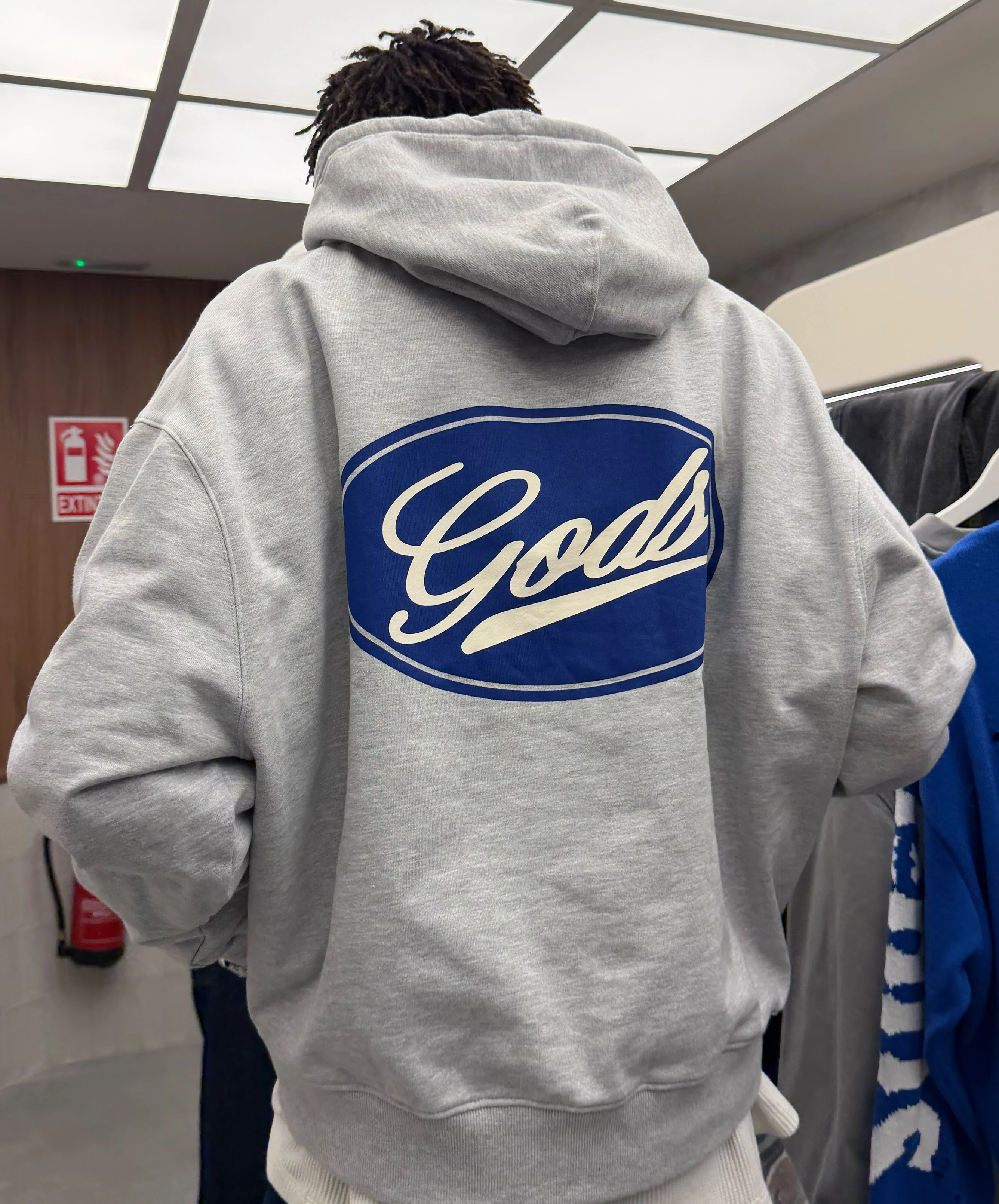Blue Circle Cropped Hoodie Grey - Image 6