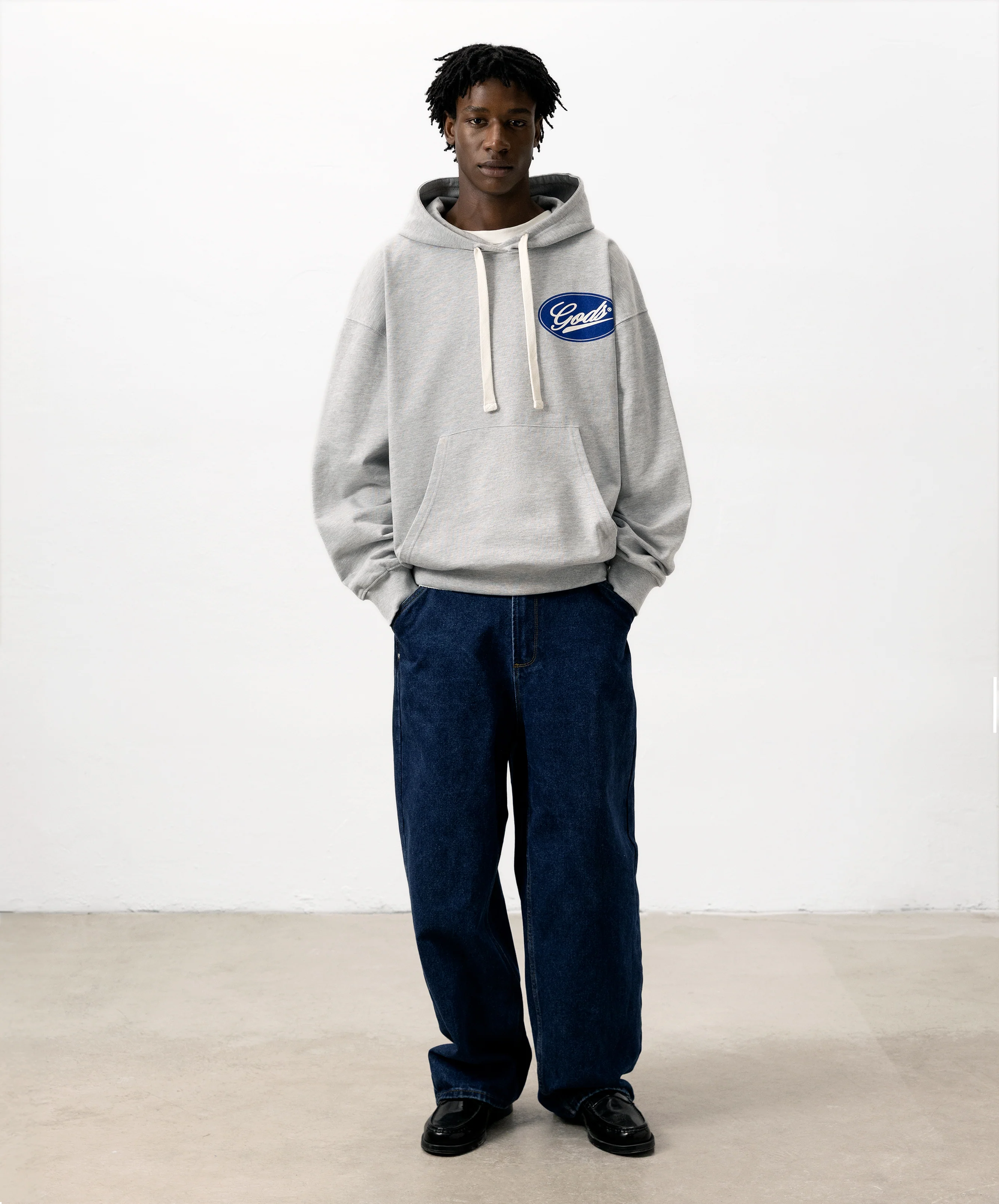 Blue Circle Cropped Hoodie Grey - Image 7