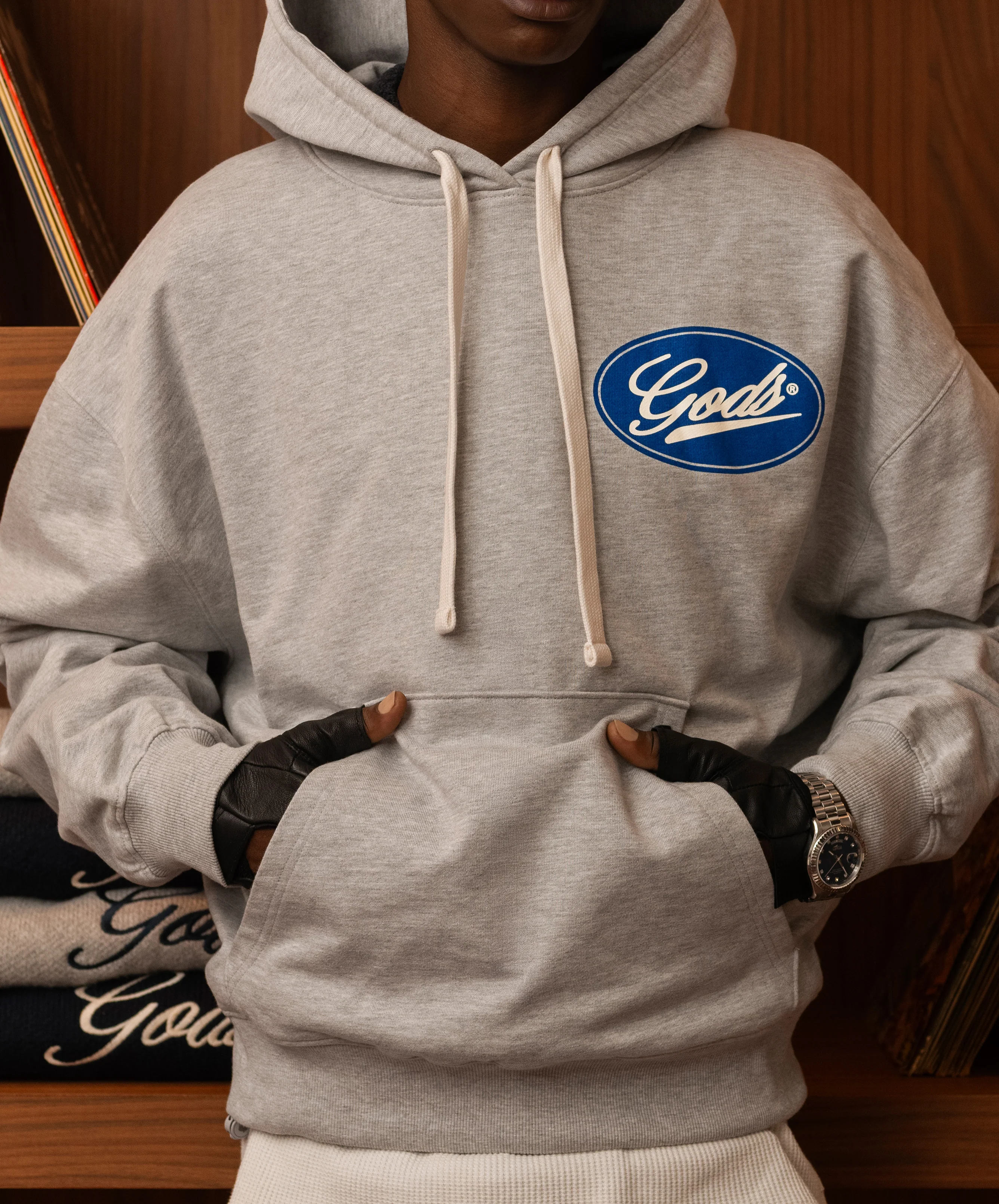 Blue Circle Cropped Hoodie Grey - Image 8