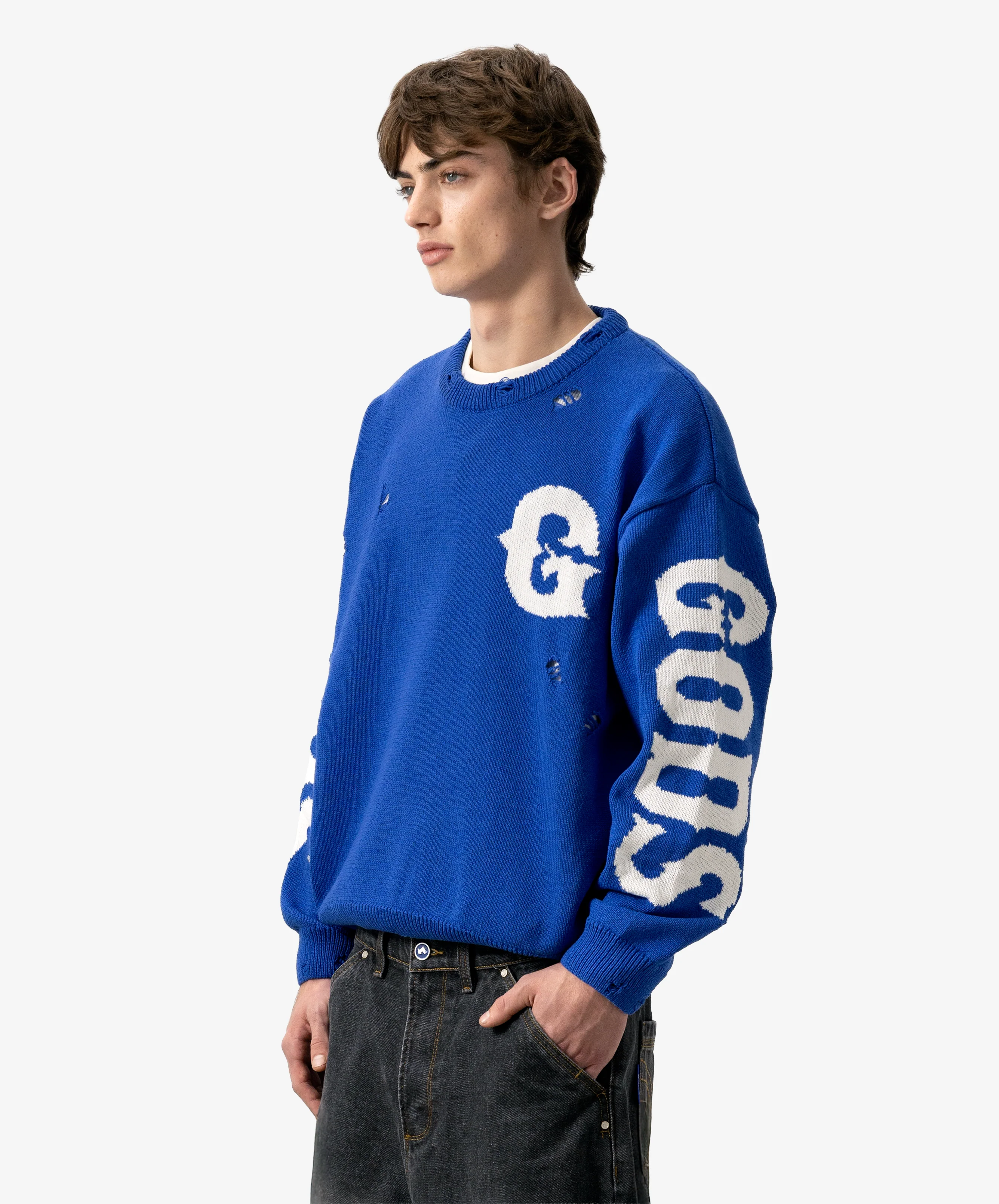 G Side Knitted Sweater Blue - Image 3