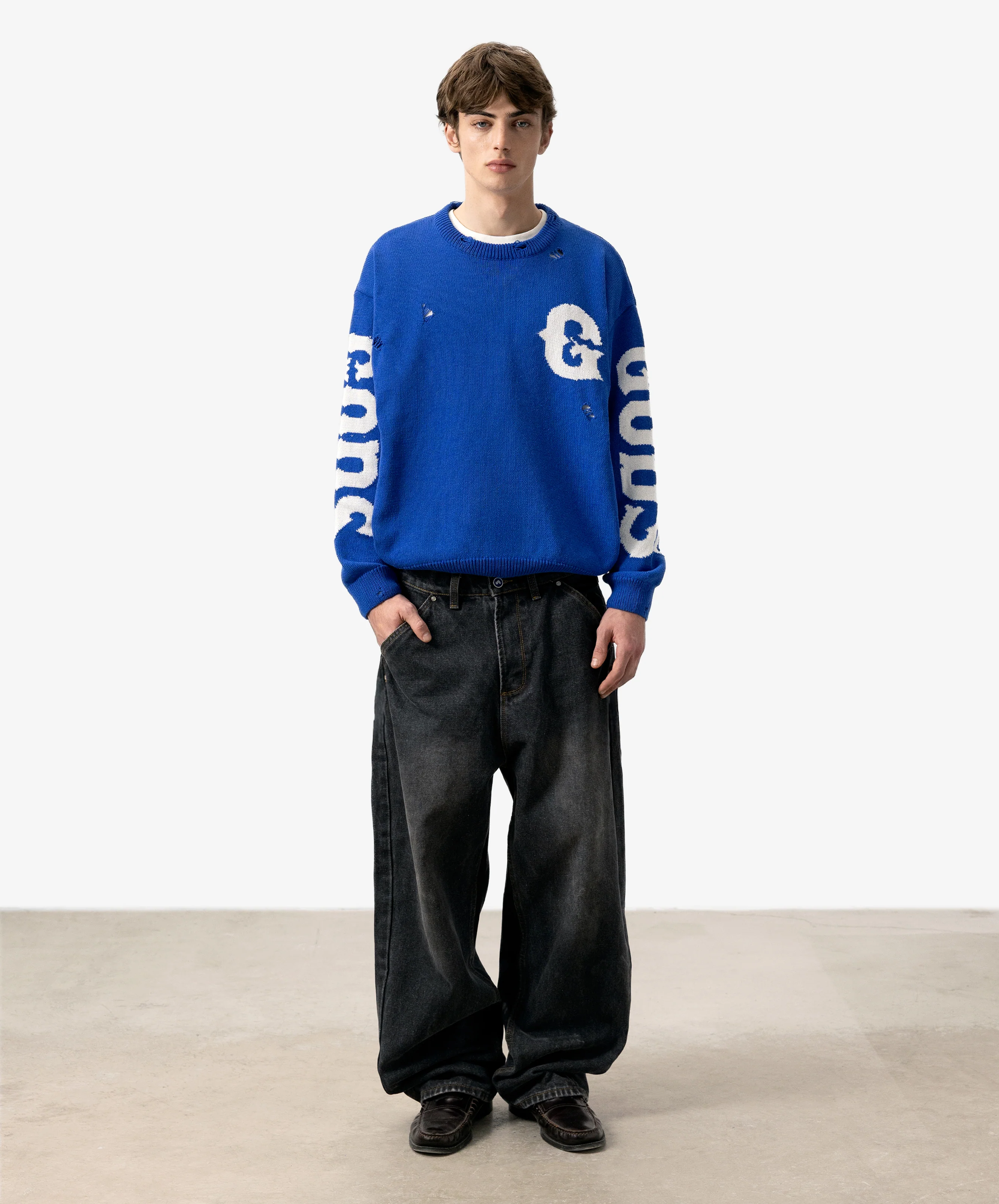 G Side Knitted Sweater Blue - Image 5