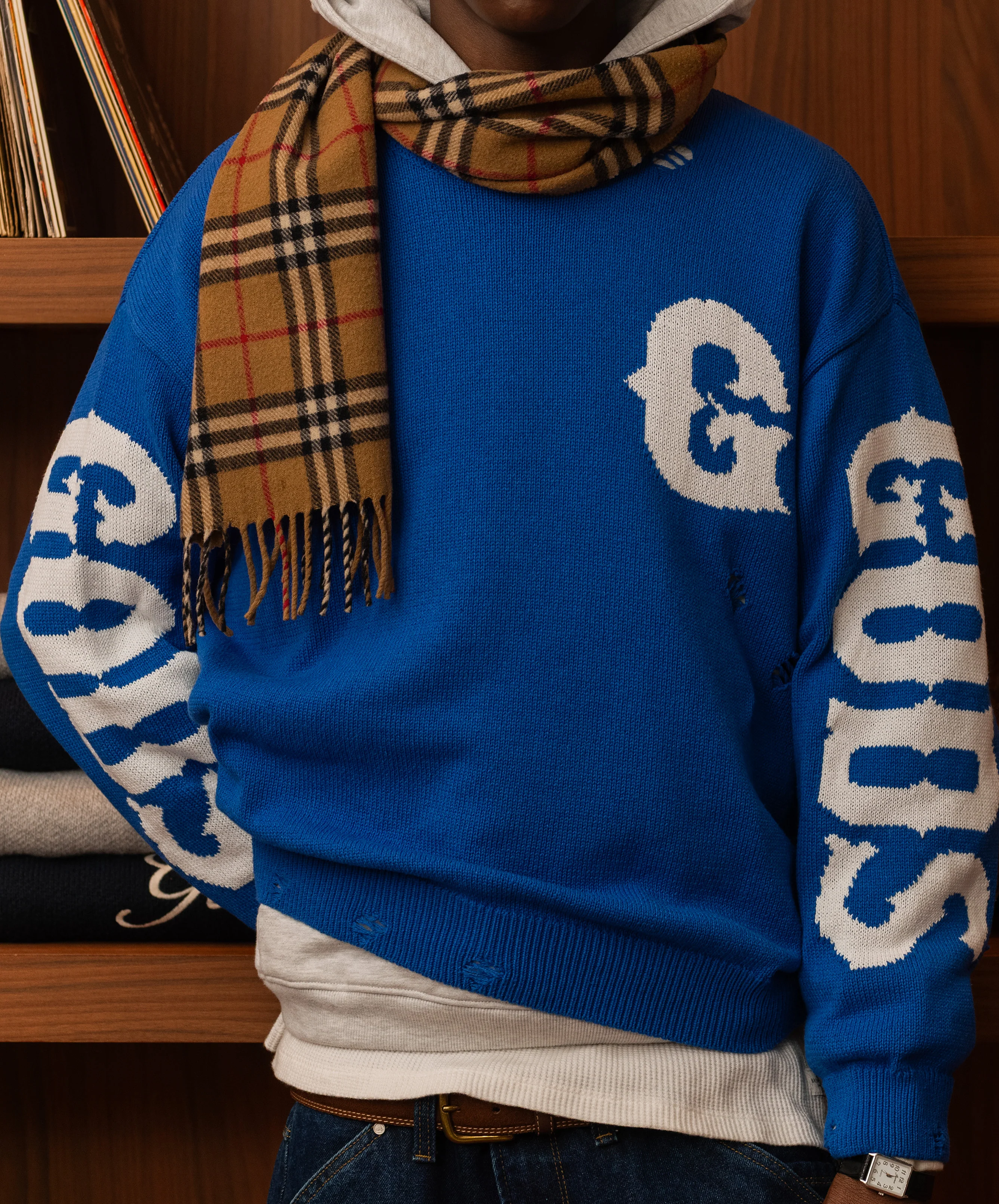 G Side Knitted Sweater Blue - Image 6