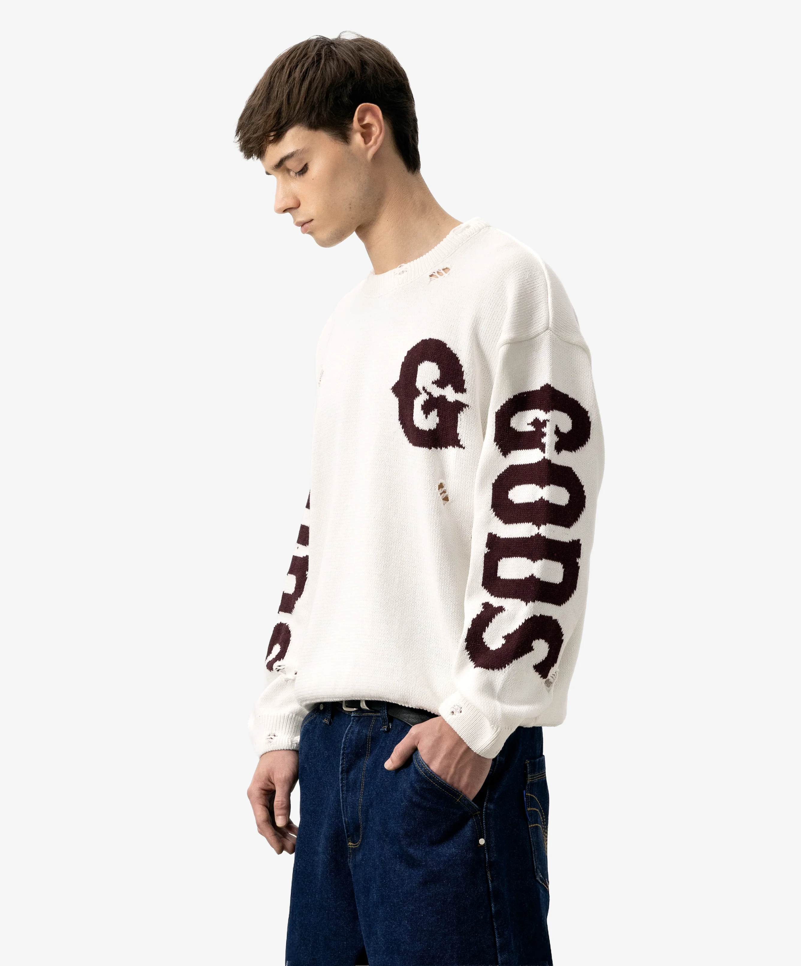 G Side Knitted Sweater White - Image 5