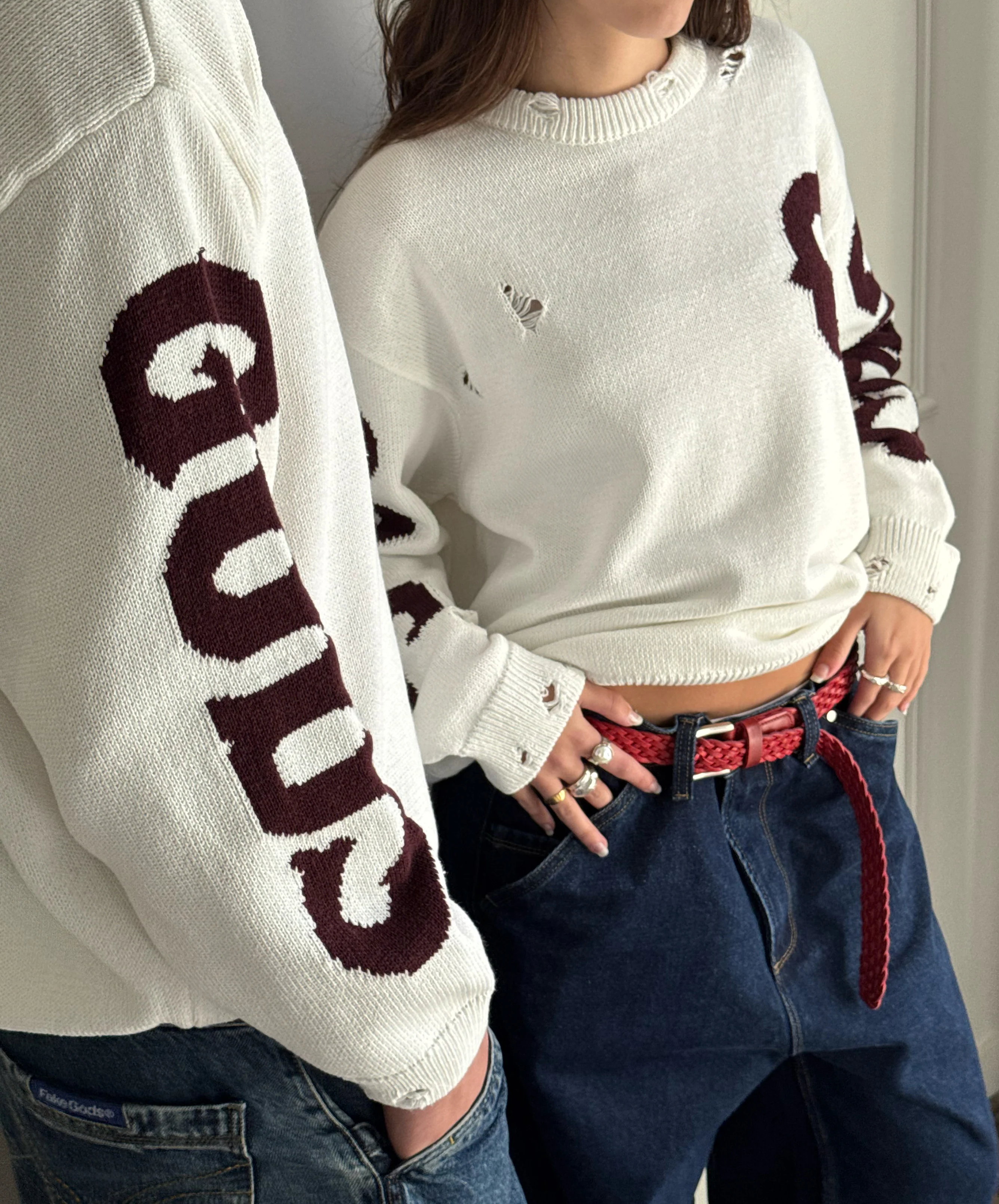 G Side Knitted Sweater White - Image 8