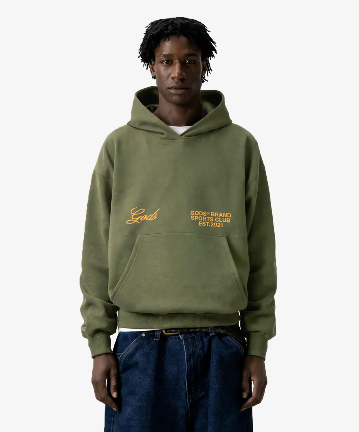 Gods® Brand Sports Club Hoodie Military Green - Image 3