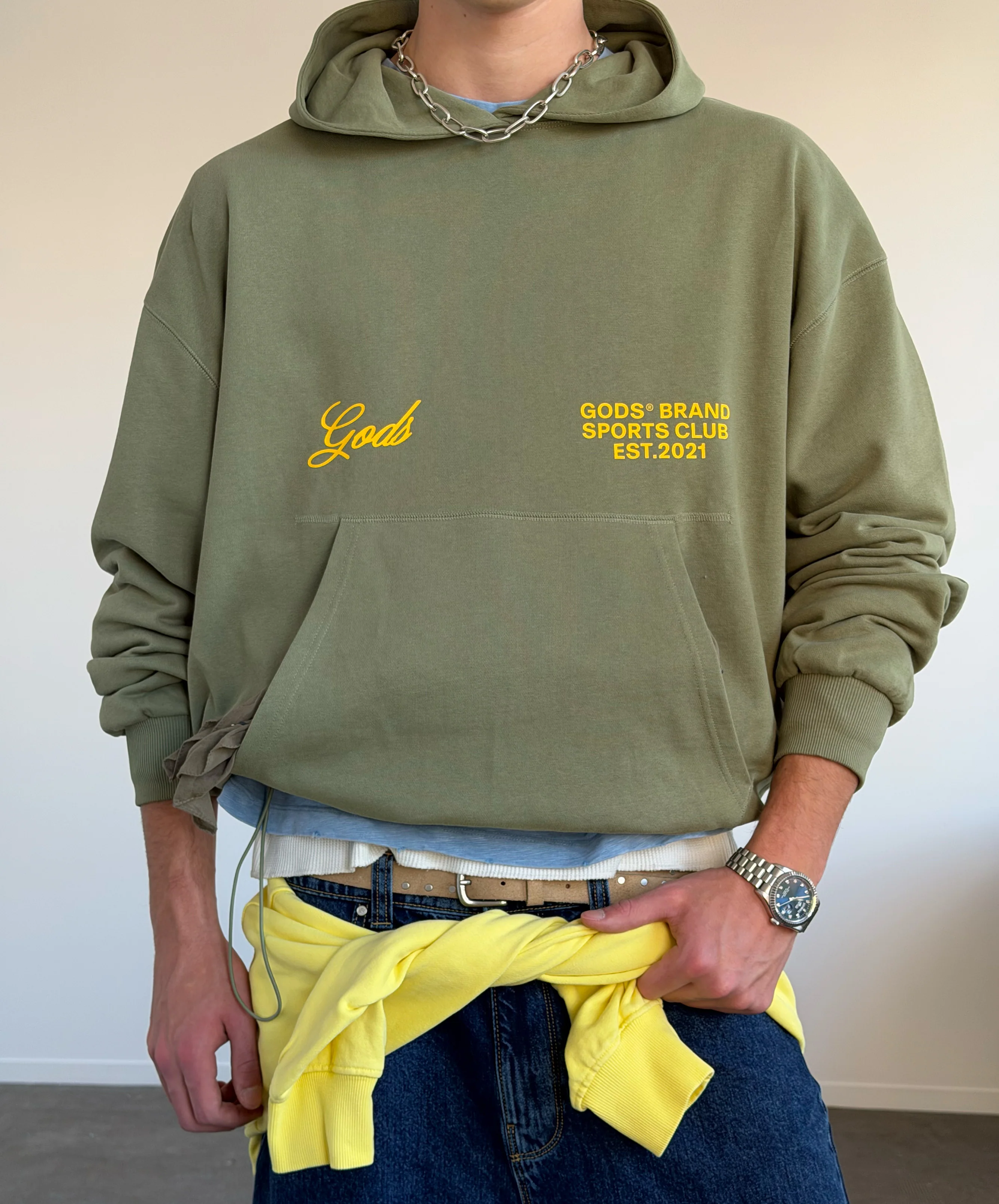 Gods® Brand Sports Club Hoodie Military Green - Image 8