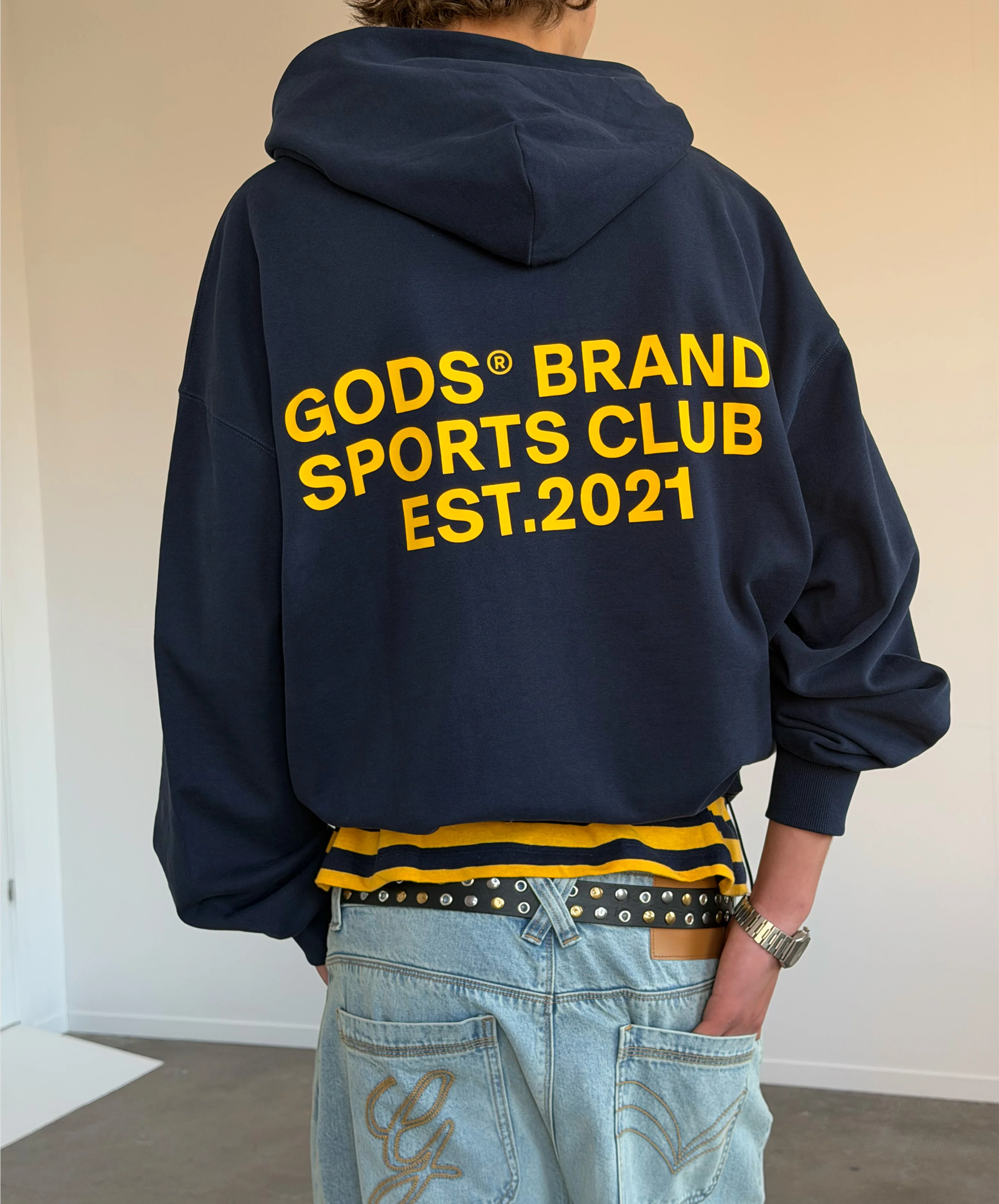 Gods® Brand Sports Club Hoodie Navy - Image 6