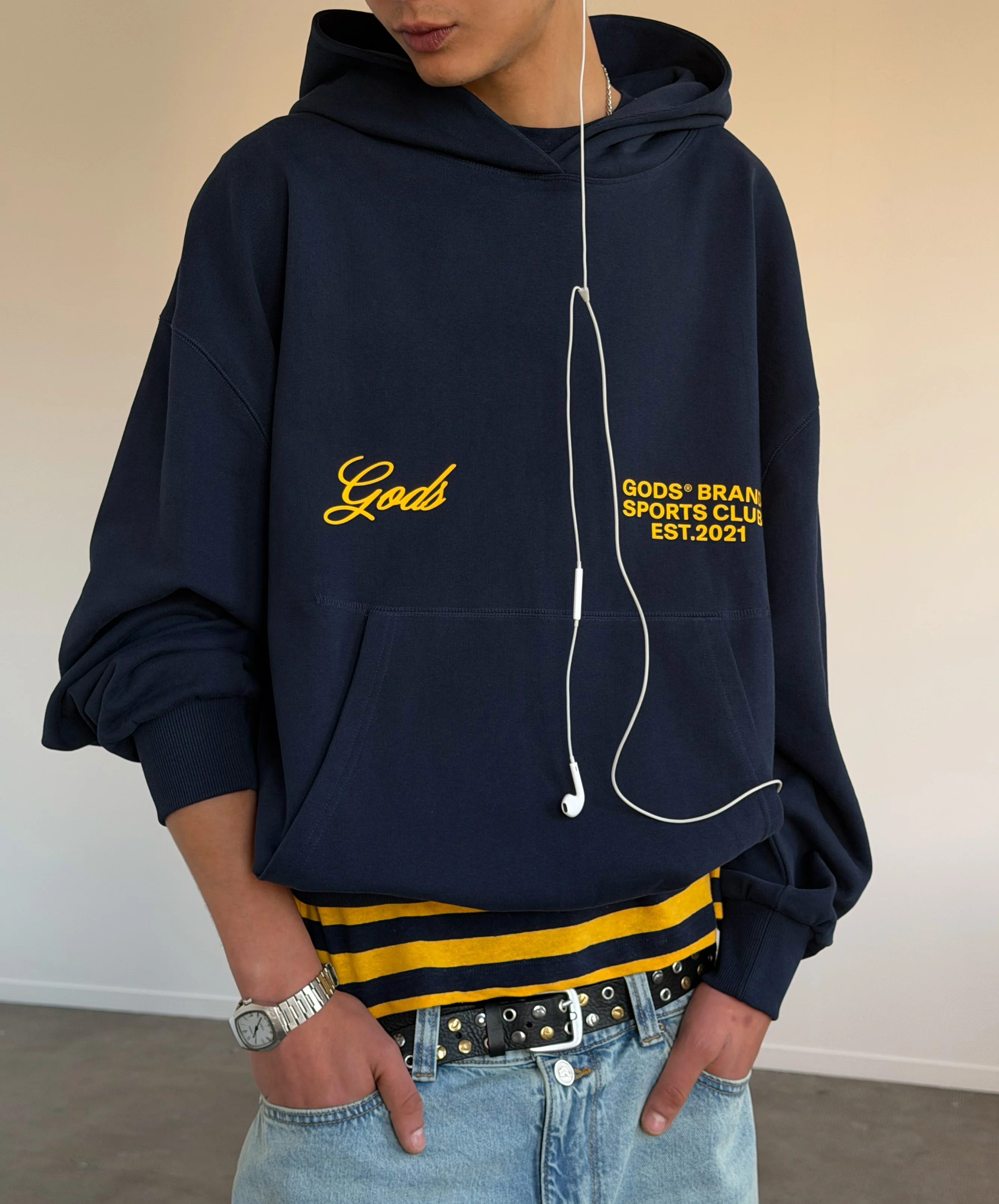 Gods® Brand Sports Club Hoodie Navy - Image 8