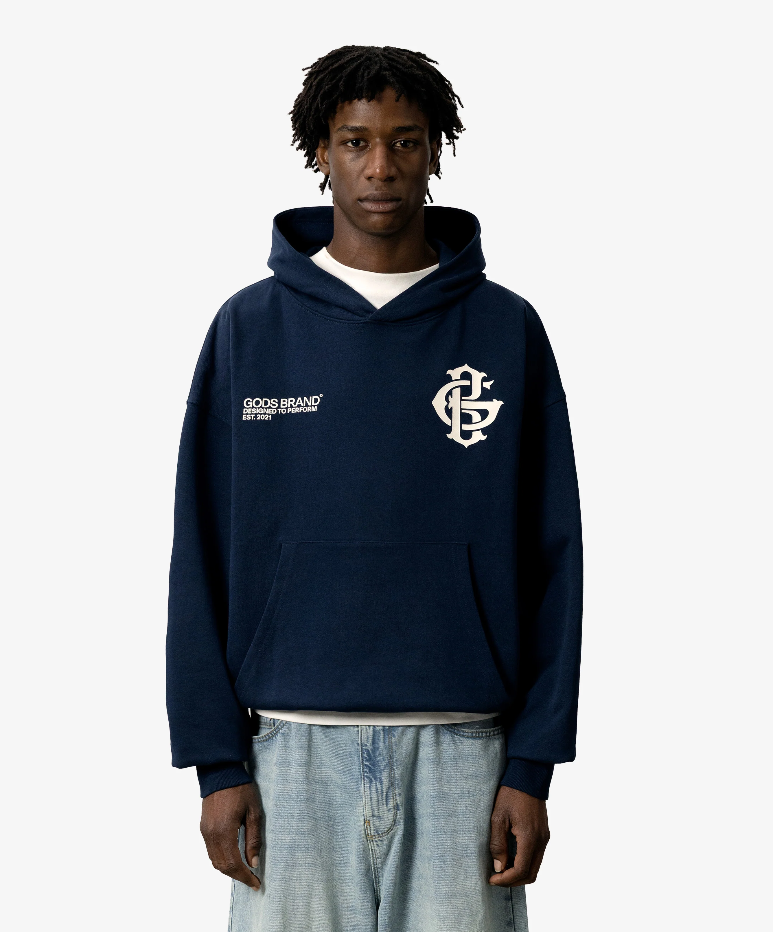 Gods Brand Hoodie Navy - Image 3