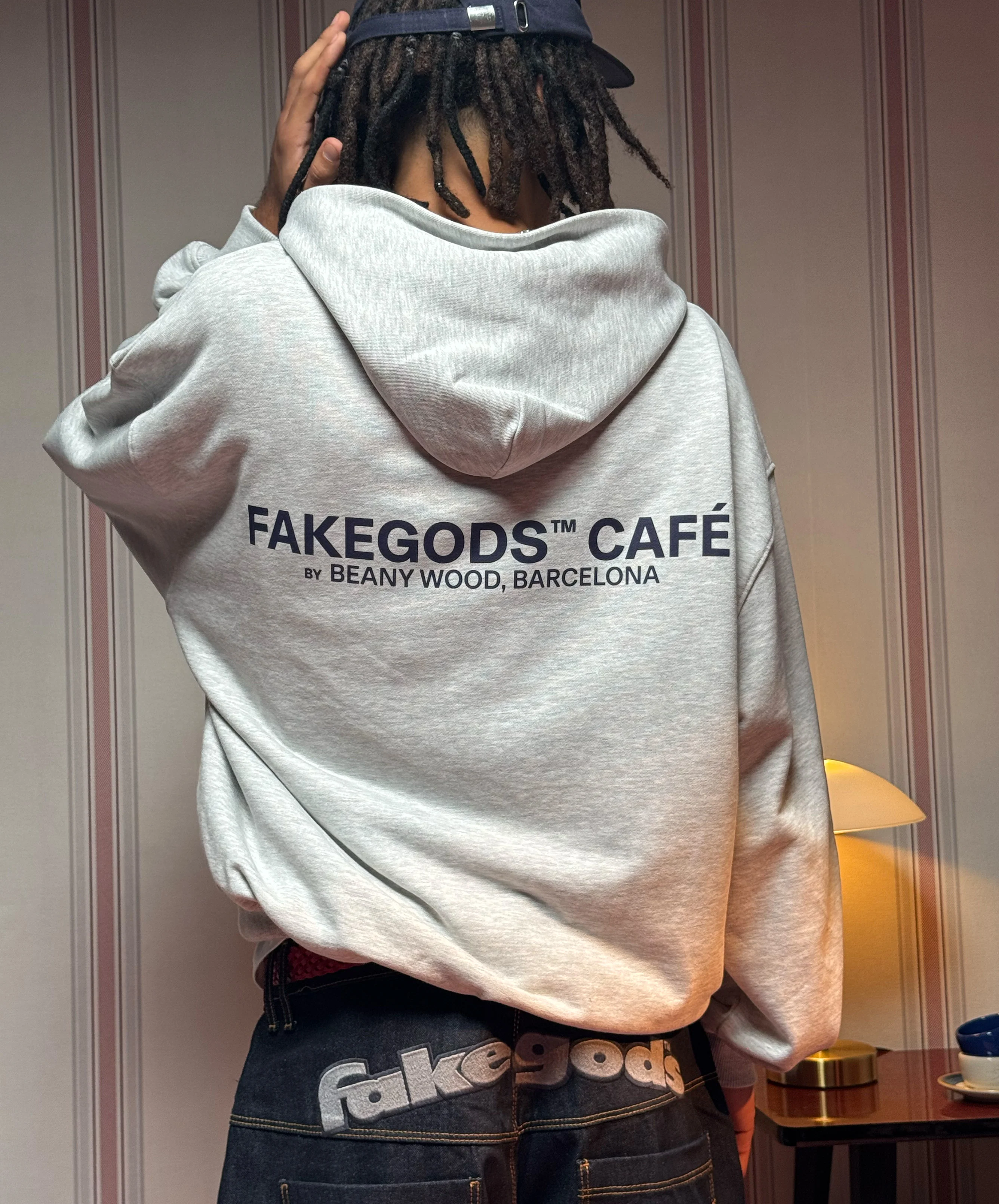 Gods Cafe Hoodie Grey Melange - Image 3