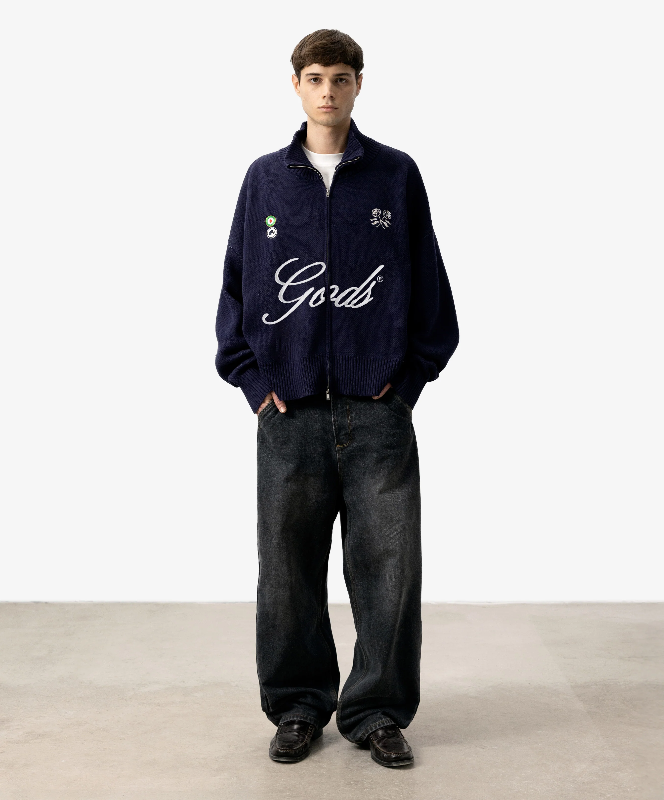 Gods FC Knitted Zipper Navy - Image 5