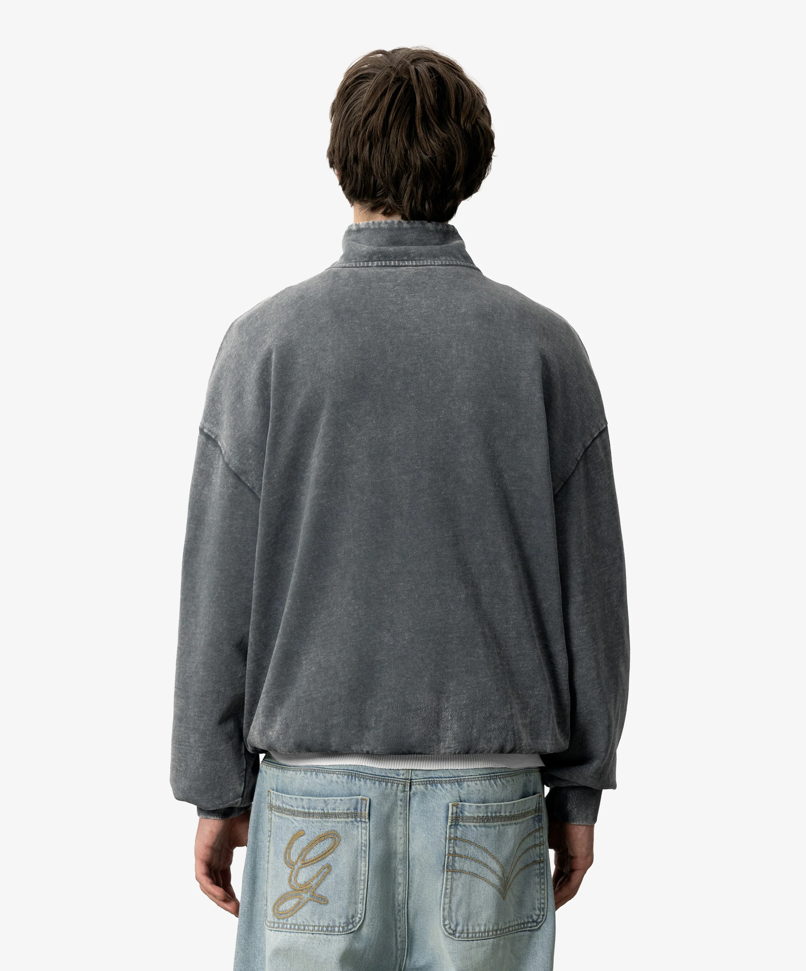 Gods Half Zip Washed Dark Grey - Image 3