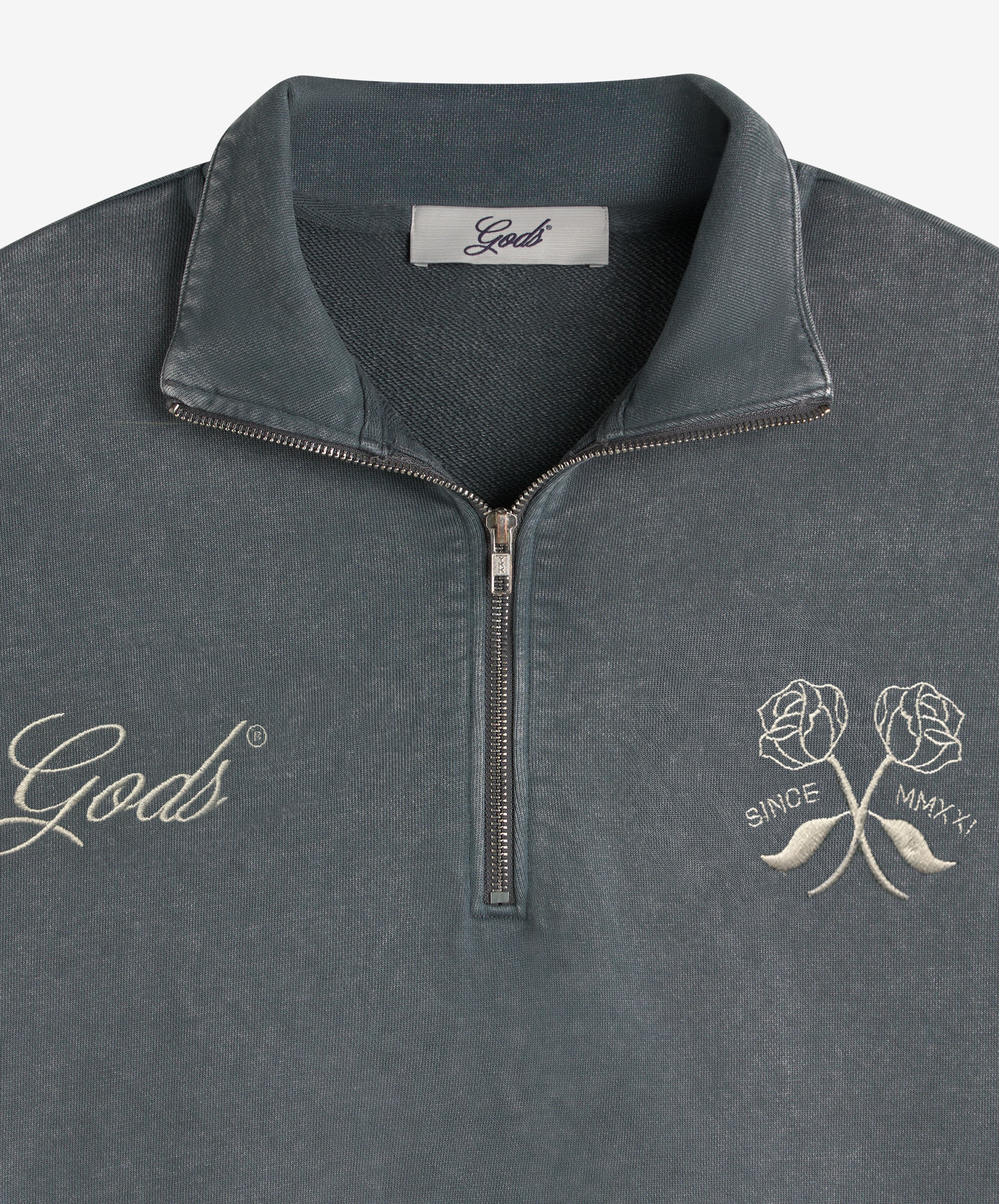 Gods Half Zip Washed Dark Grey - Image 5