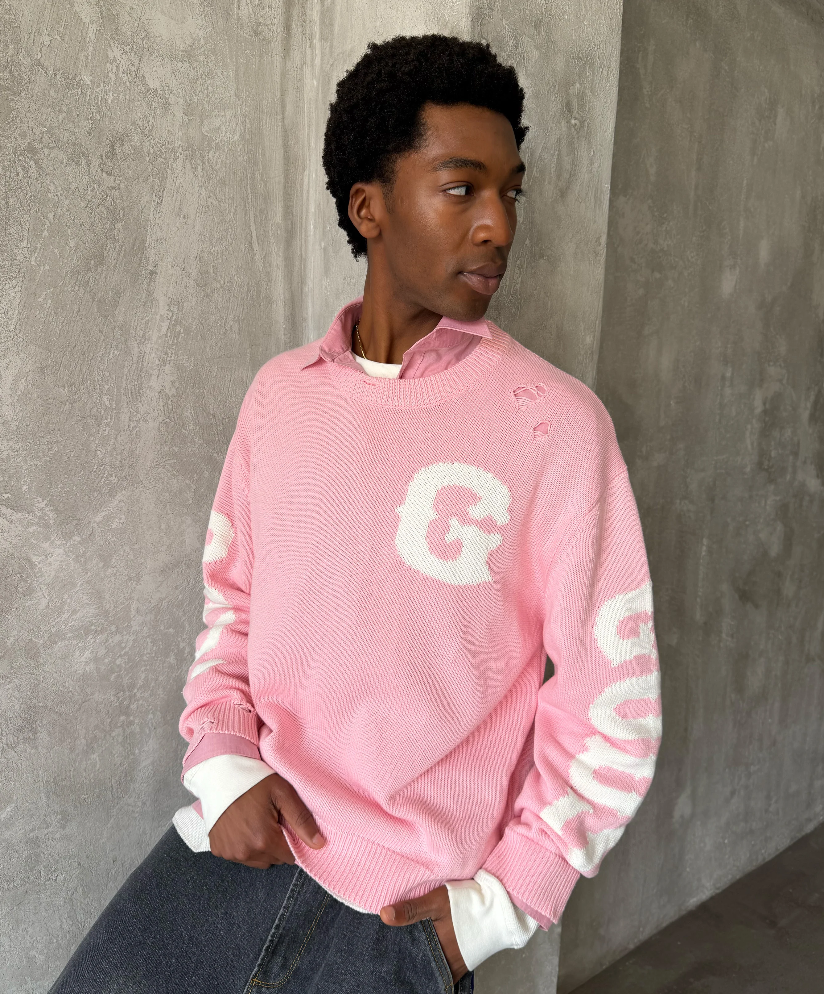 G Side Knitted Sweater Rose - Image 7