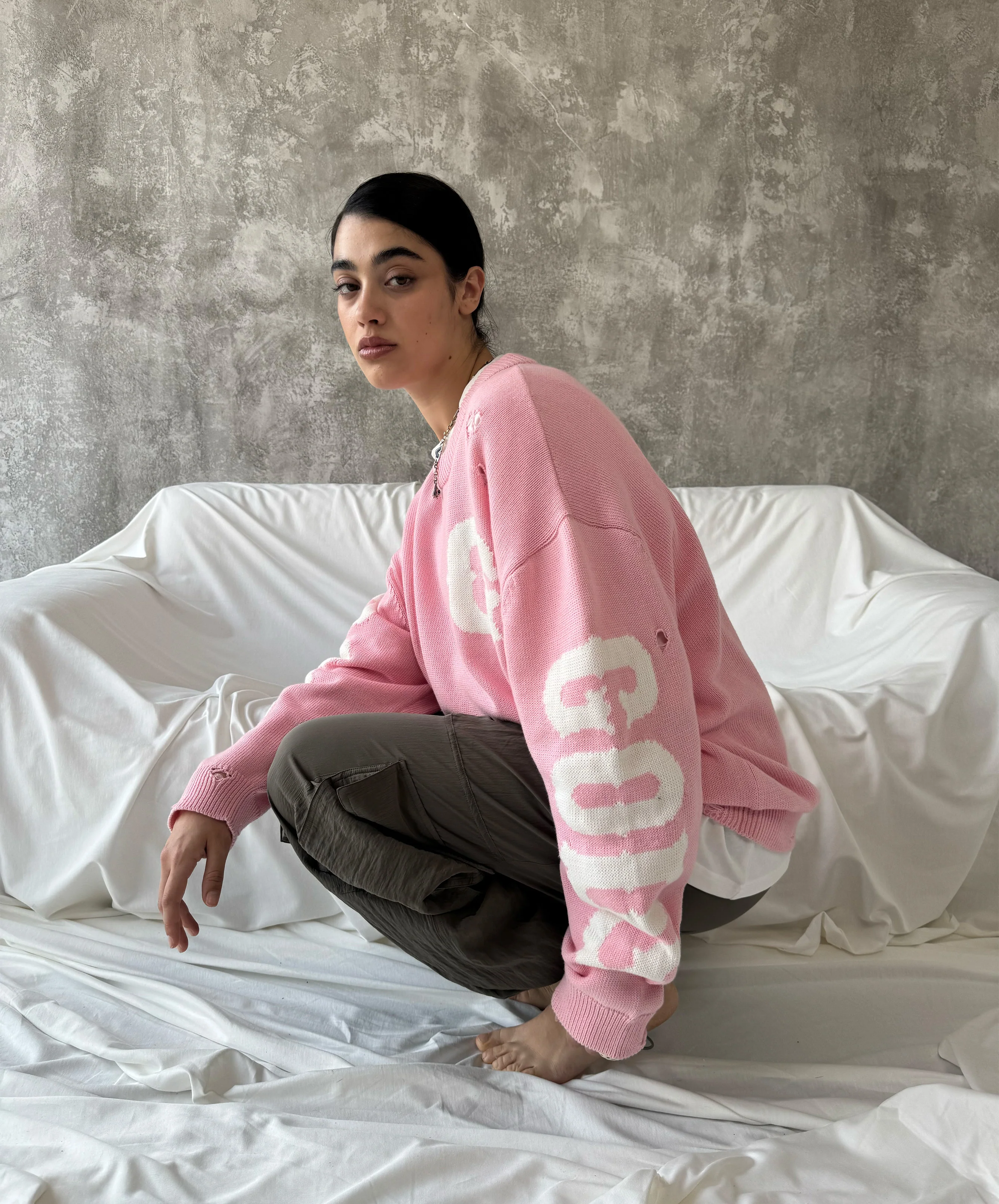 G Side Knitted Sweater Rose - Image 9