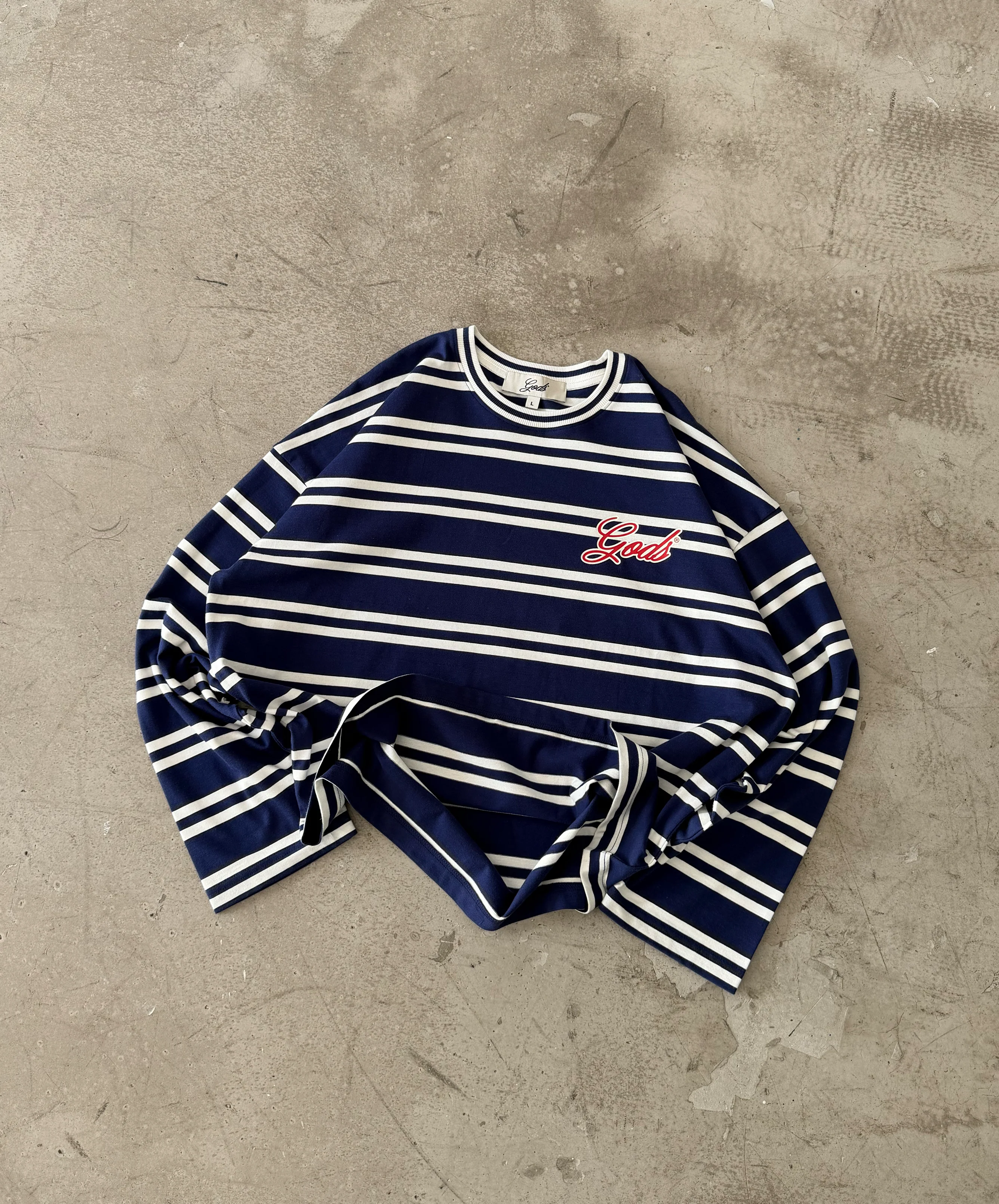 Gods Star Striped Longsleeve Navy - Image 4