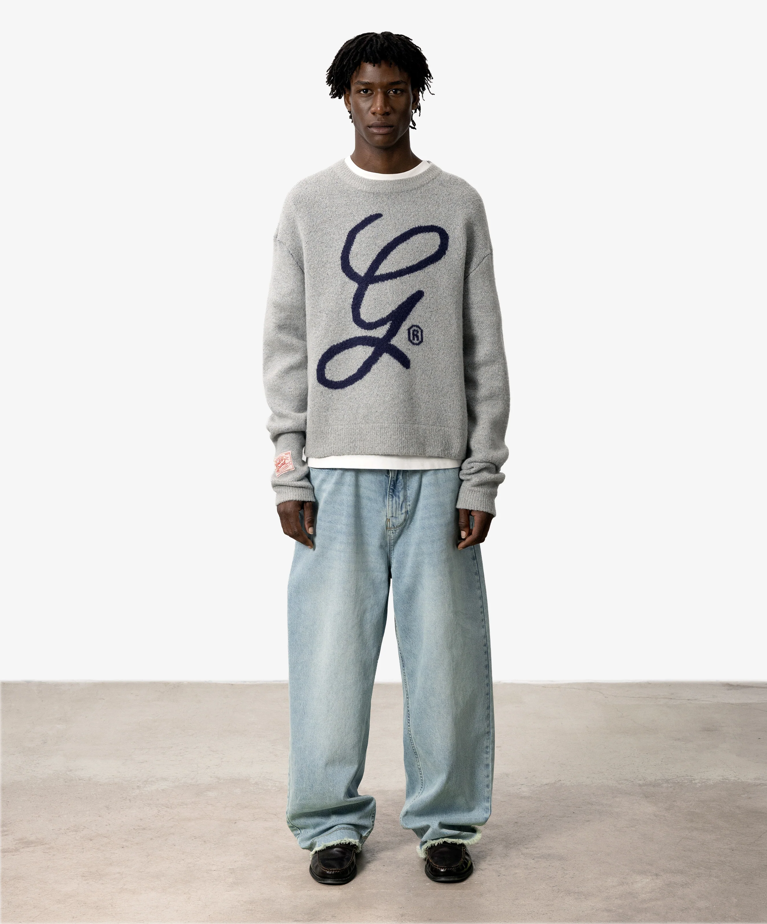 G'S Knitted Sweater Light Grey - Image 5