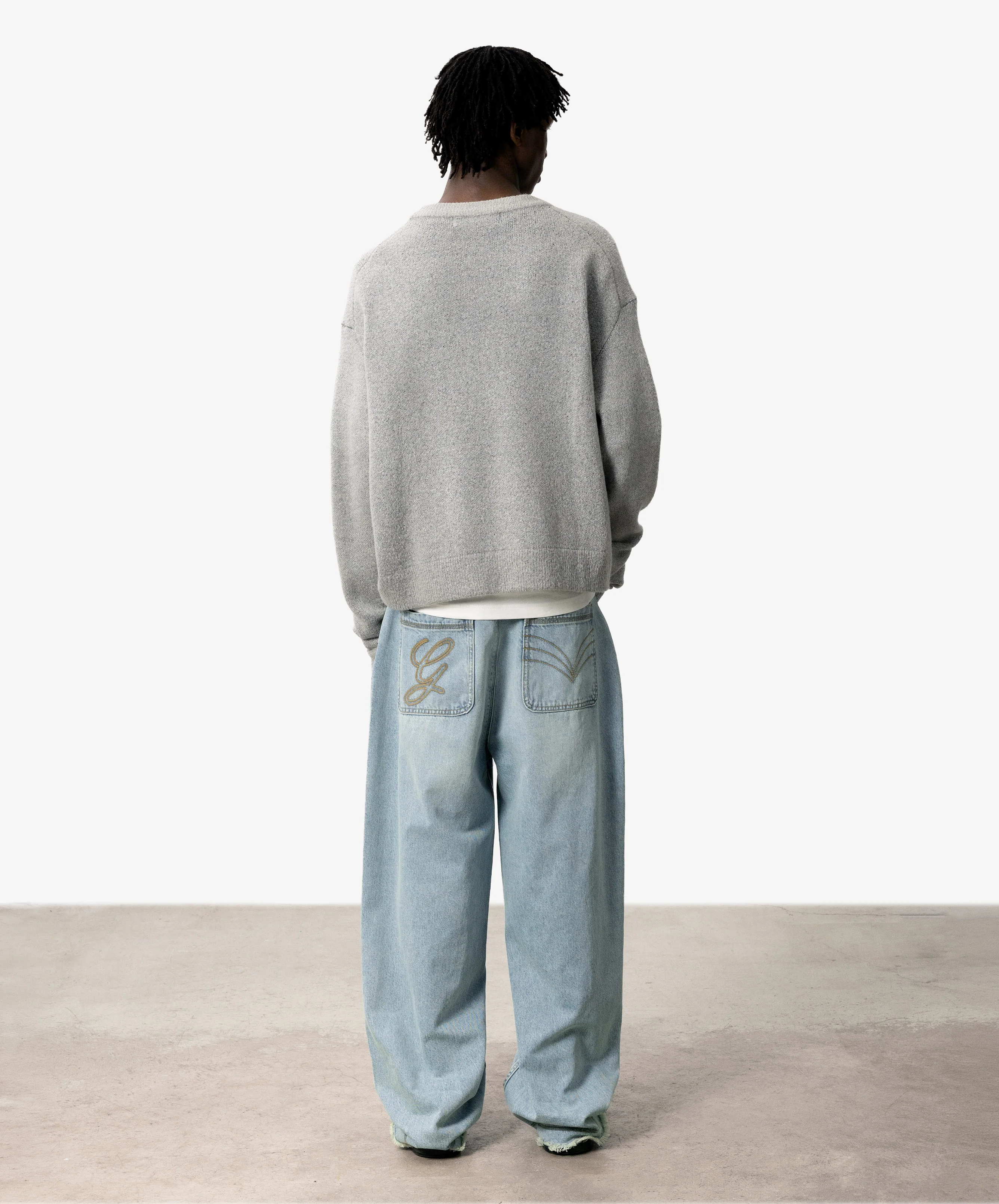 G'S Knitted Sweater Light Grey - Image 7