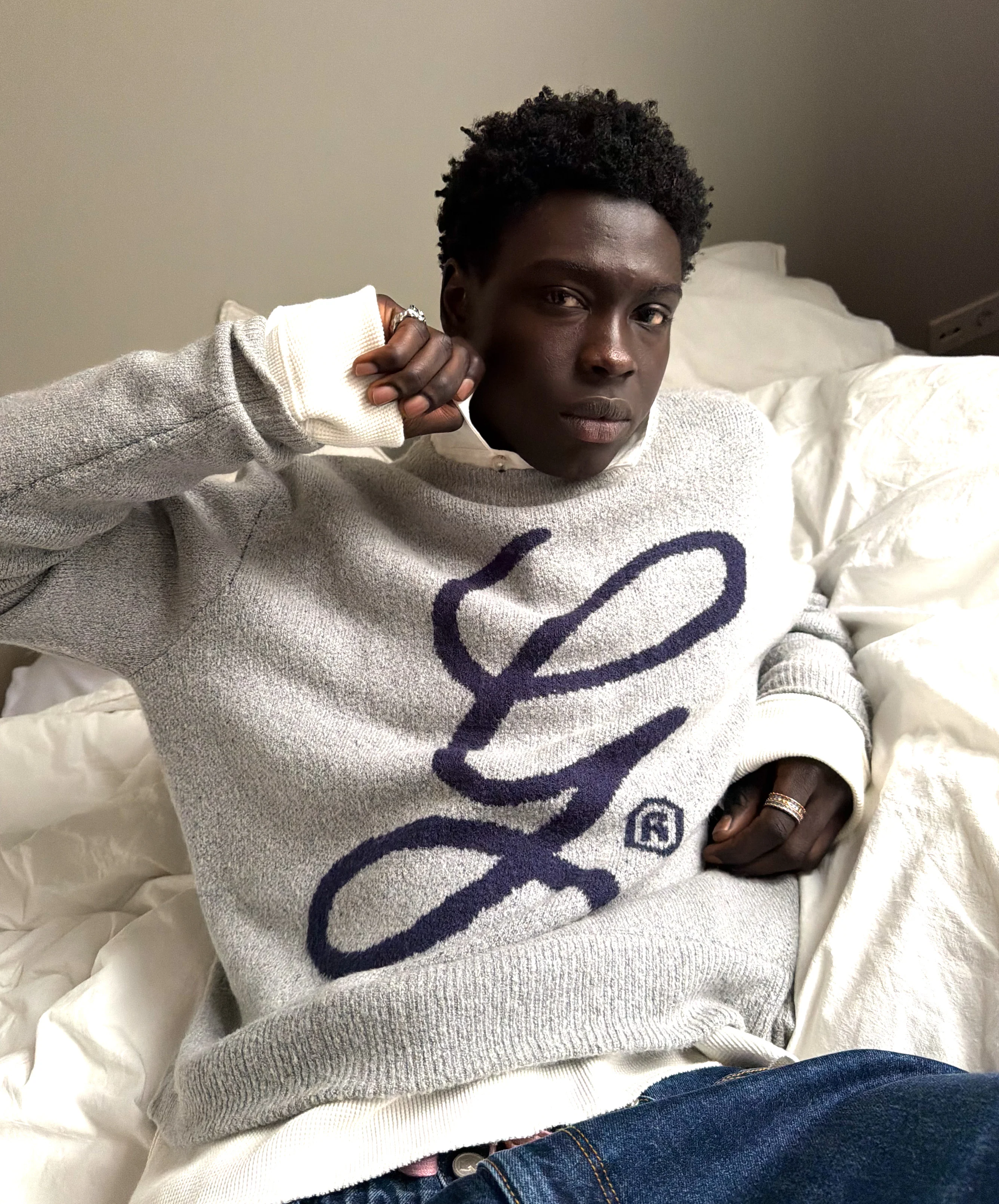 G'S Knitted Sweater Light Grey - Image 8