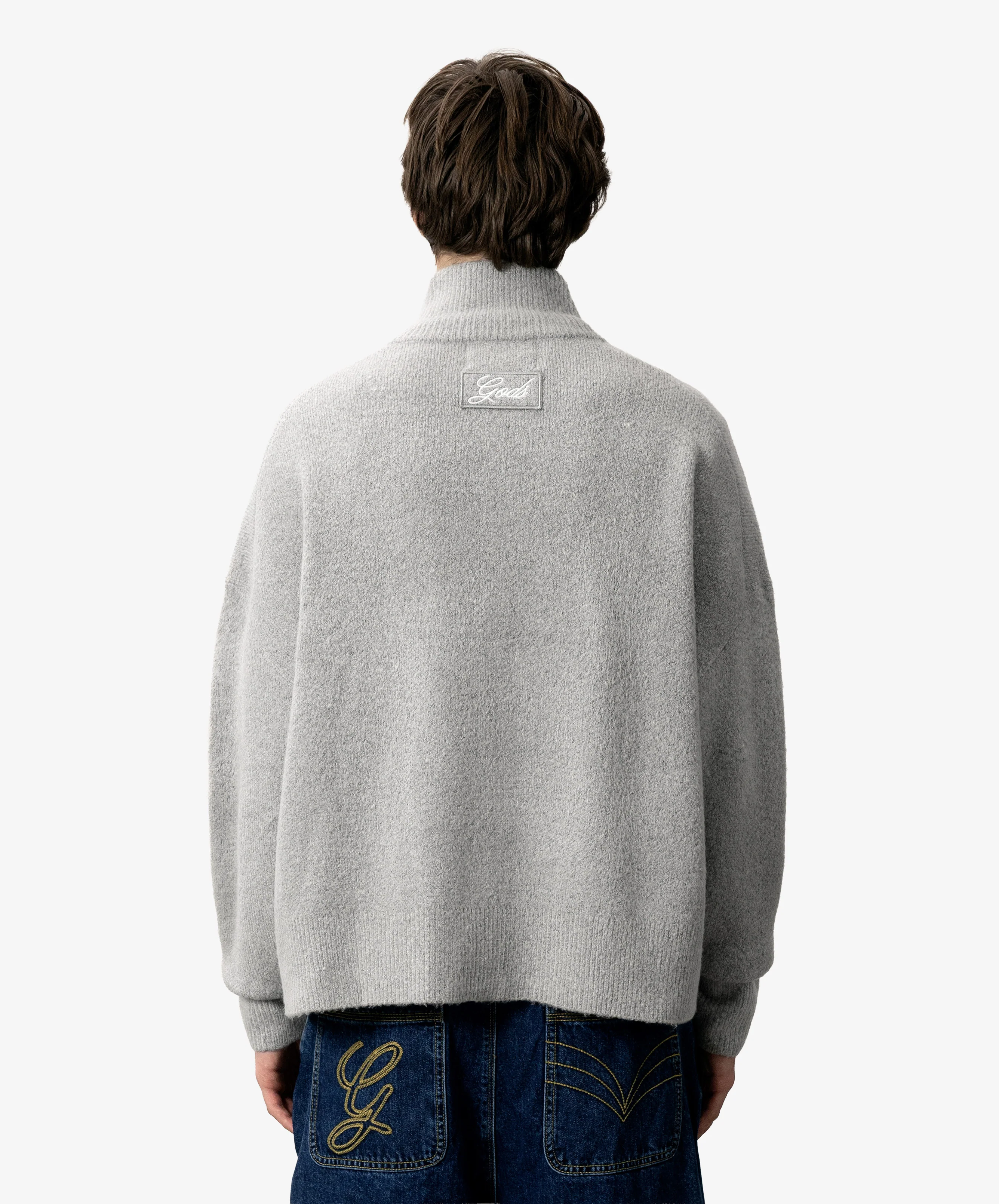 G'S Knitted Zipper Light Grey - Image 3