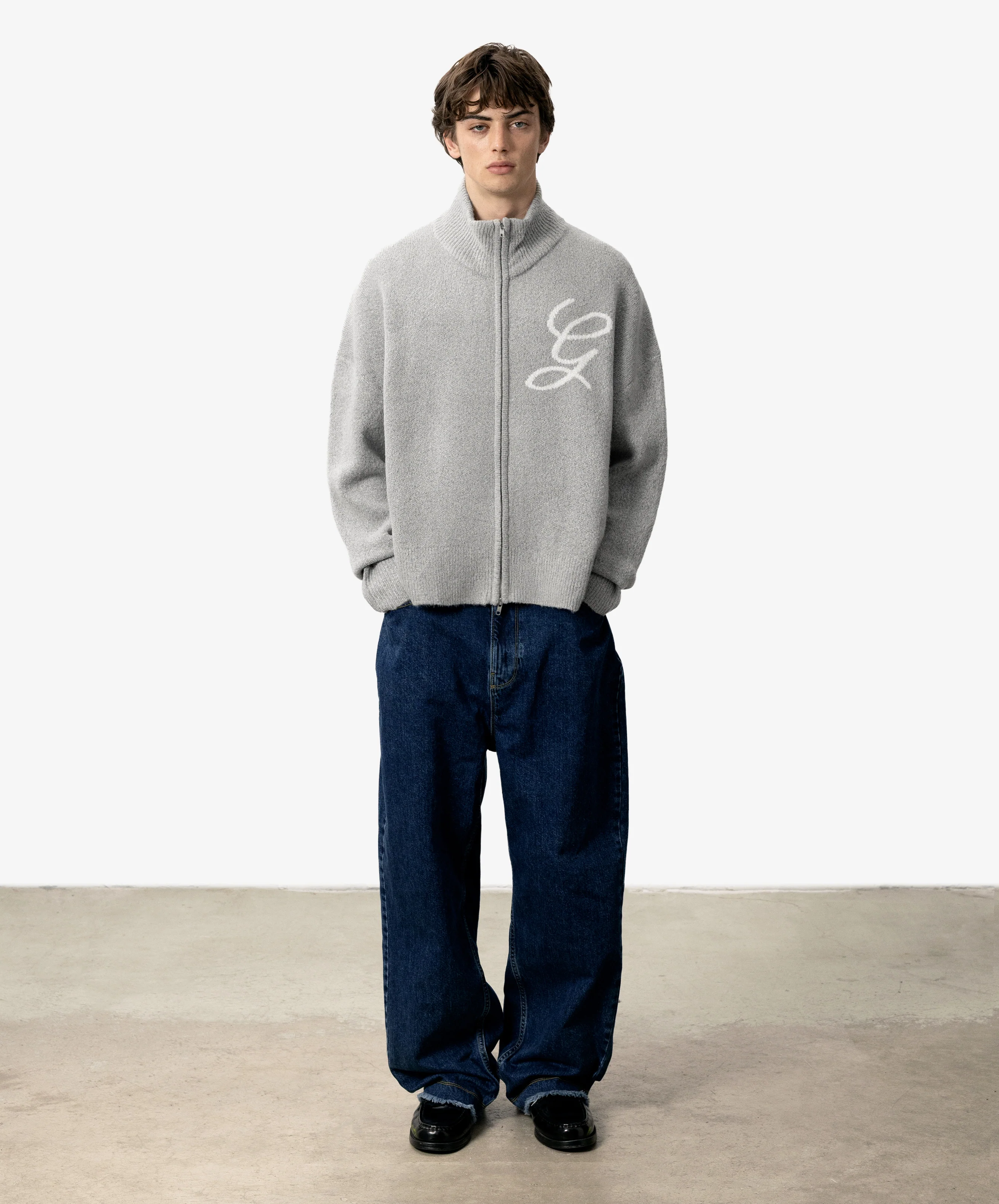 G'S Knitted Zipper Light Grey - Image 5