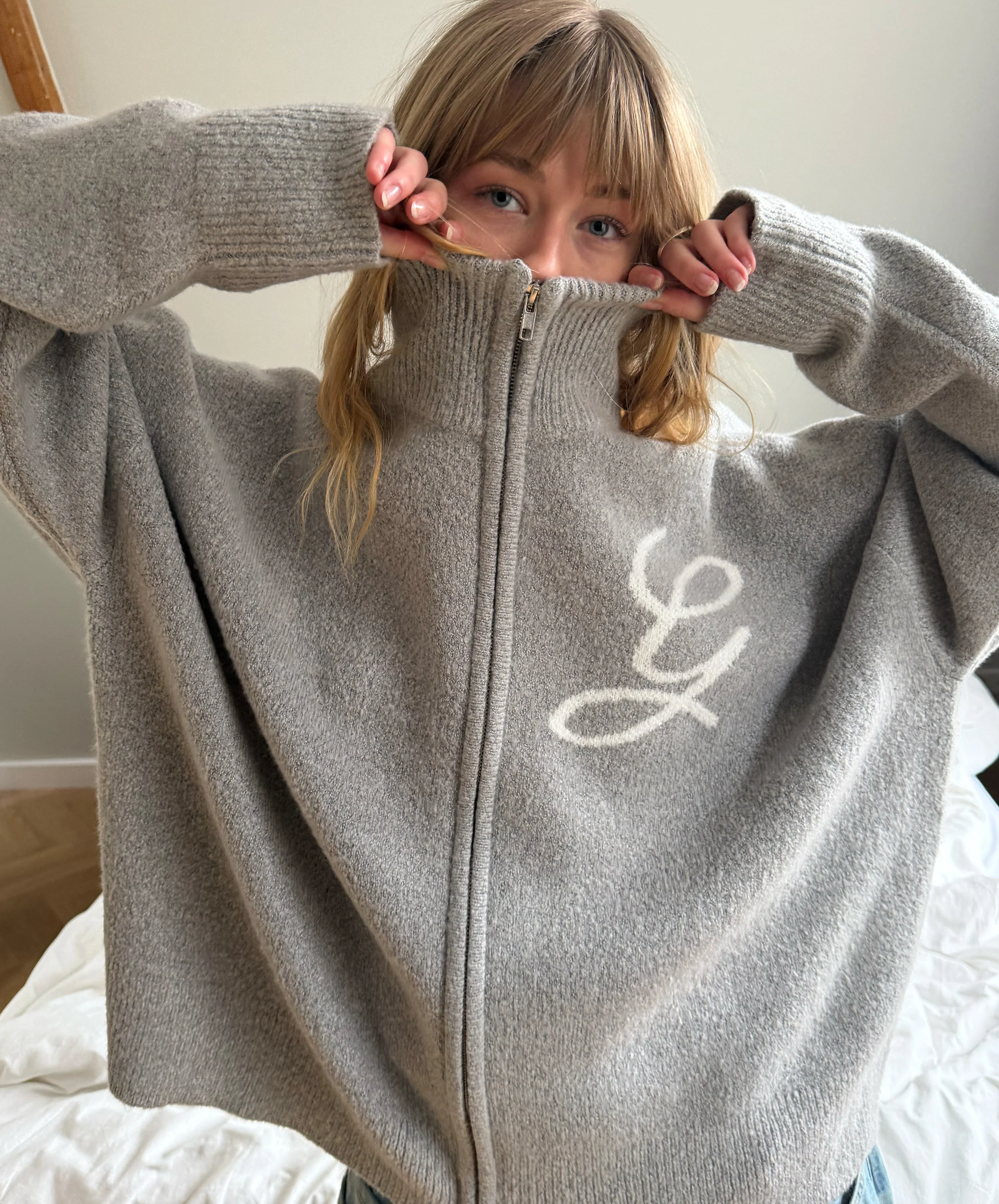 G'S Knitted Zipper Light Grey - Image 8