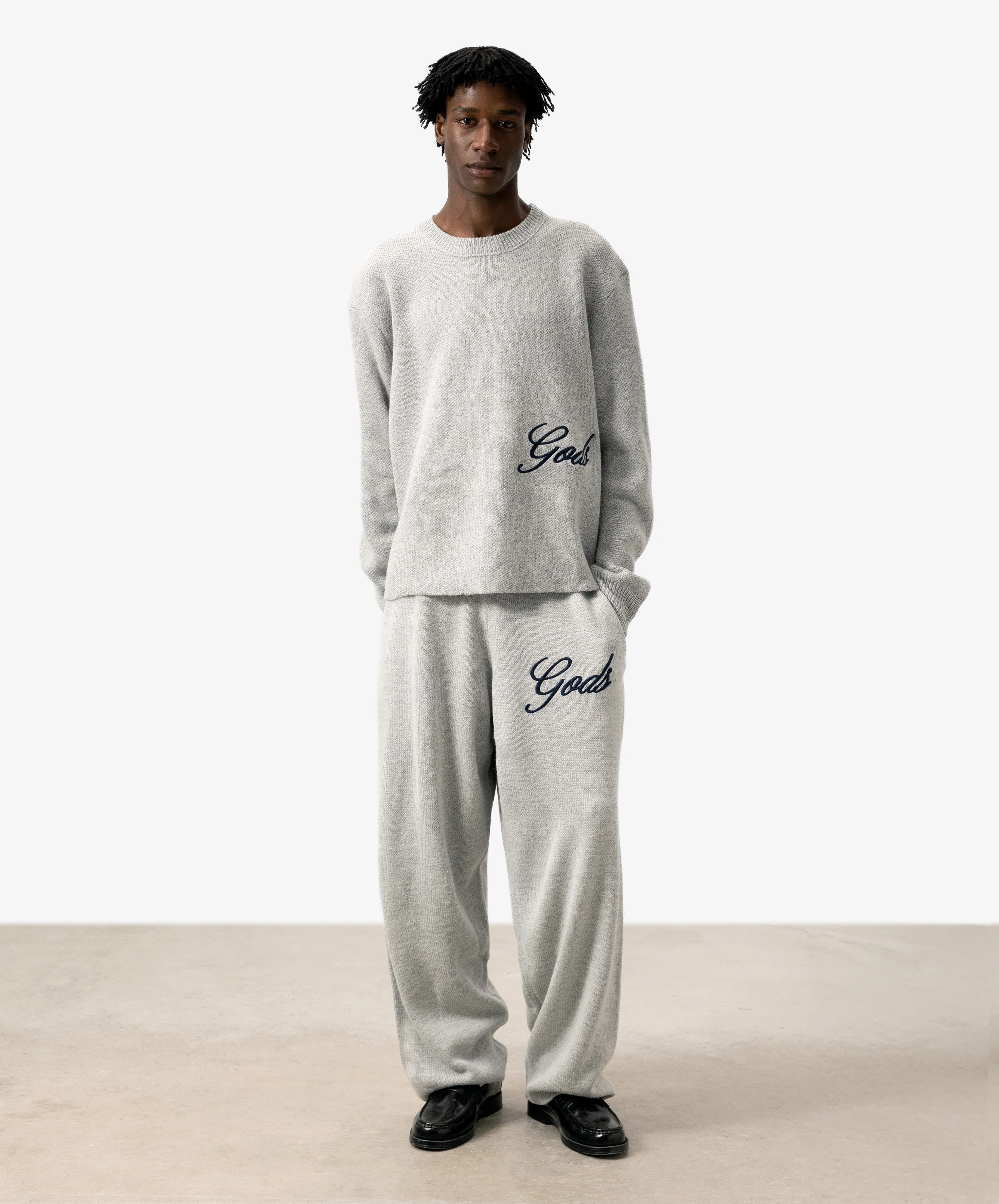 Handwritten Knitted Sweater Light Grey - Image 5