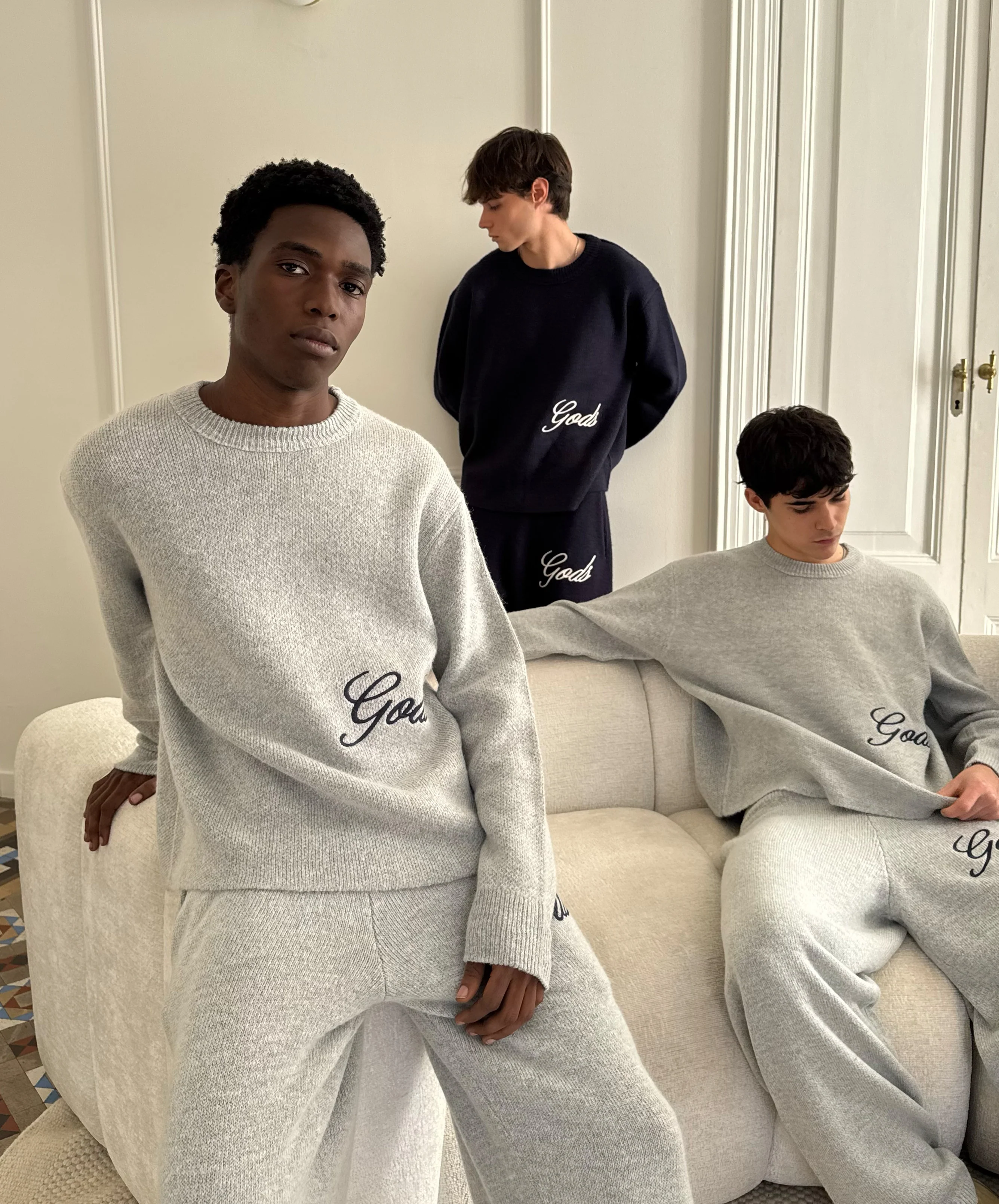 Handwritten Knitted Joggers Light Grey - Image 5