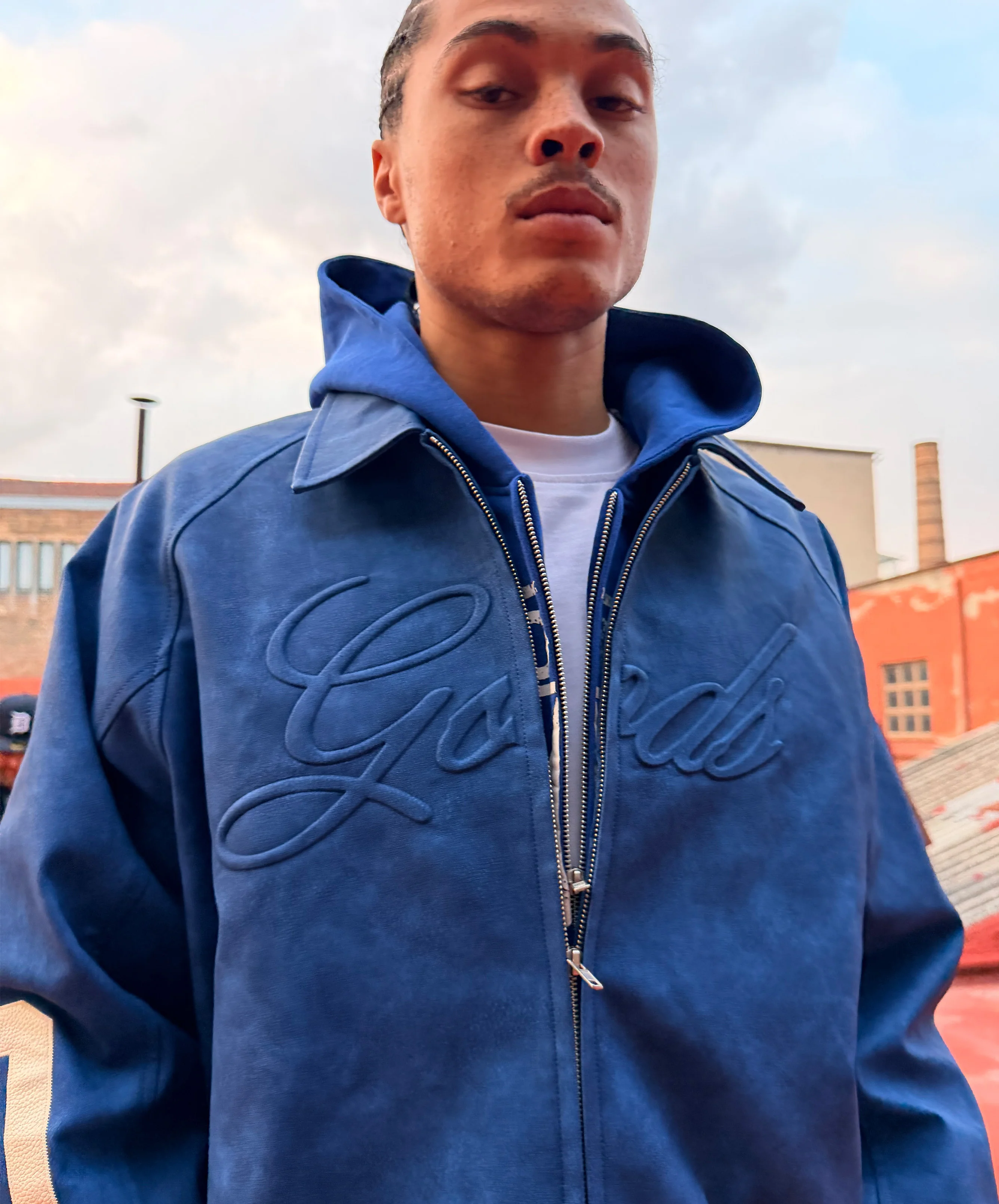 Vegan Leather Jacket Blue - Image 6