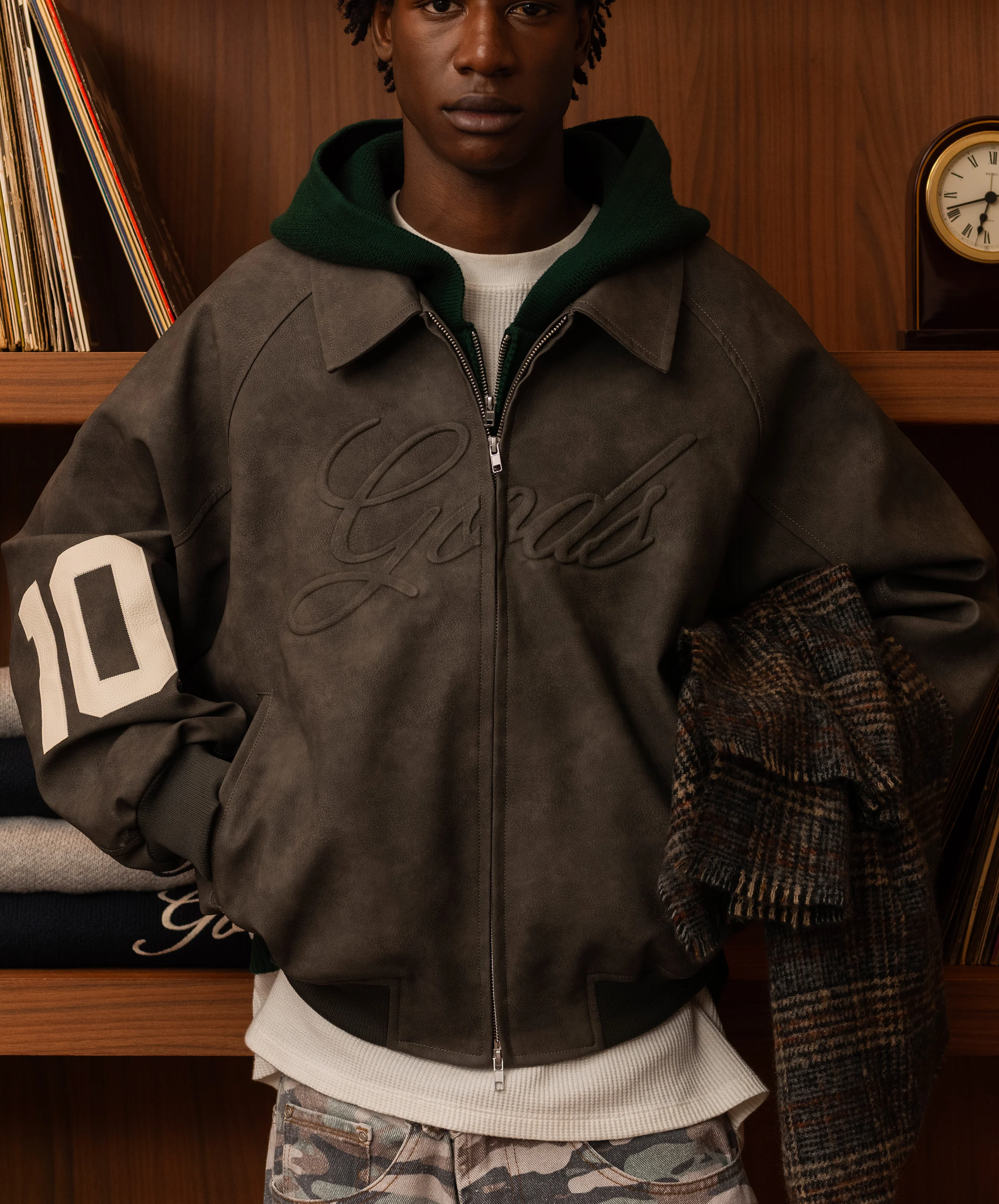 Vegan Leather Jacket Dark Grey - Image 6