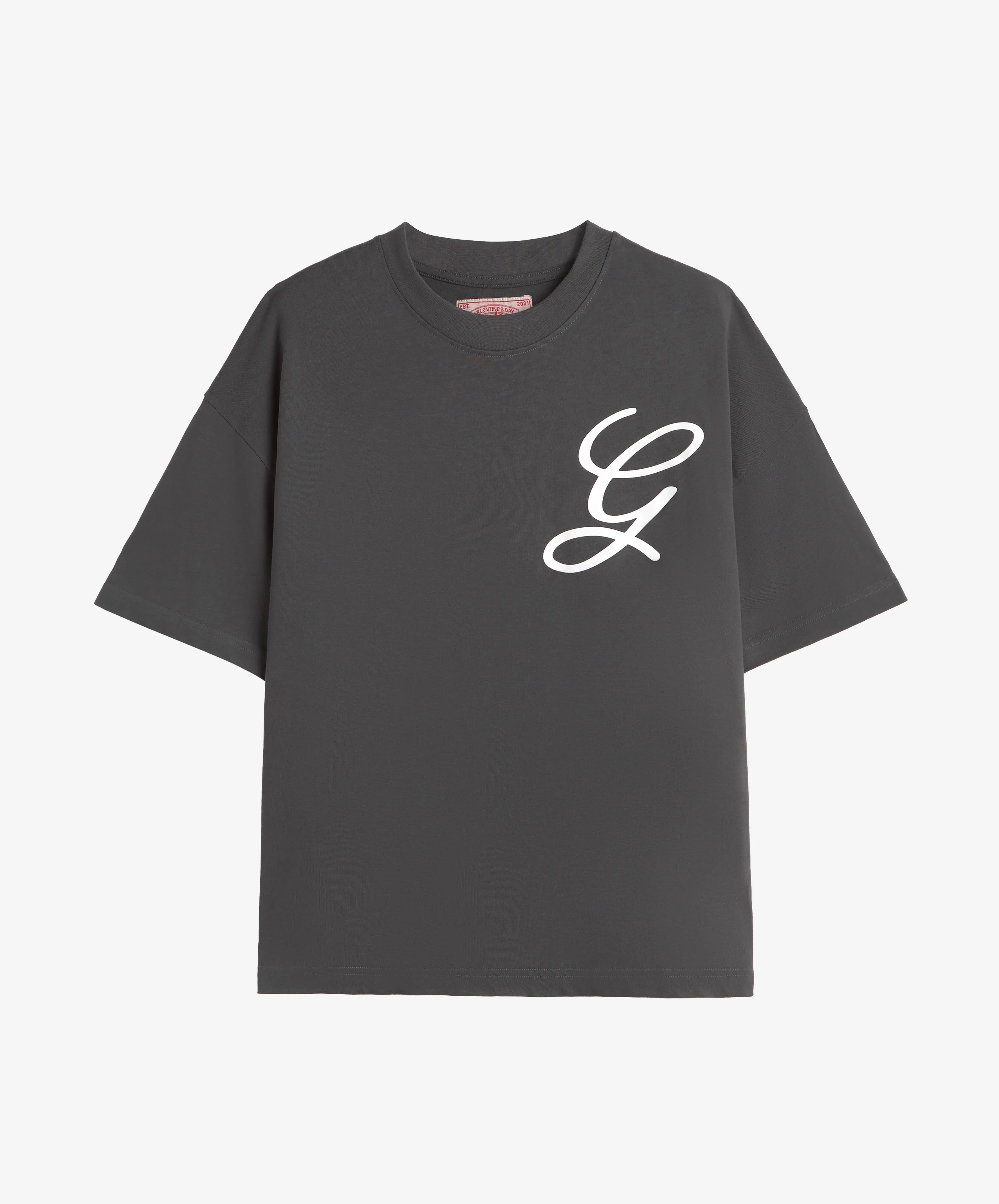 Love Script Boxy Tee Dark Grey - Image 2