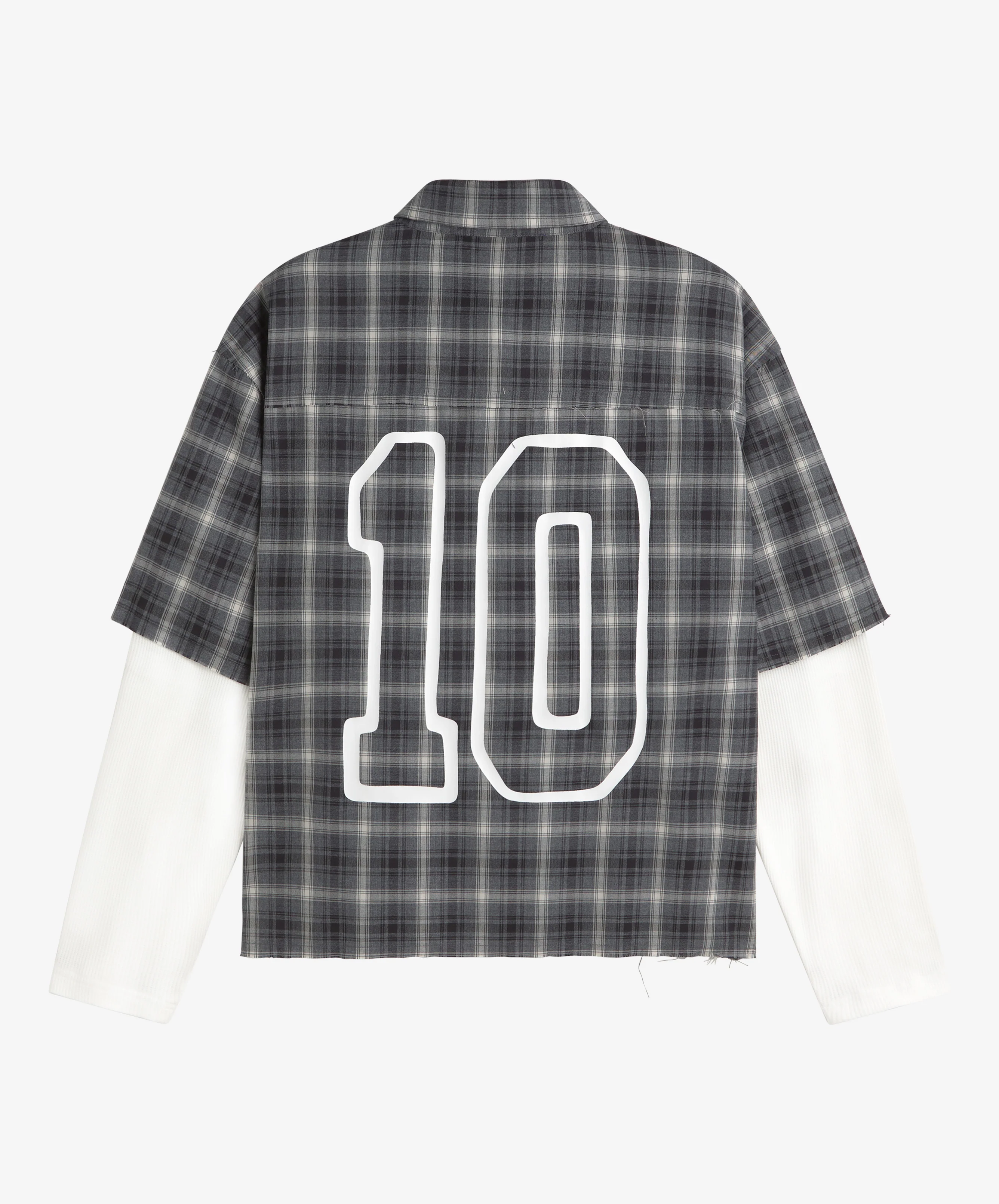 Plaid Layered Shirt Dark Grey - Image 3