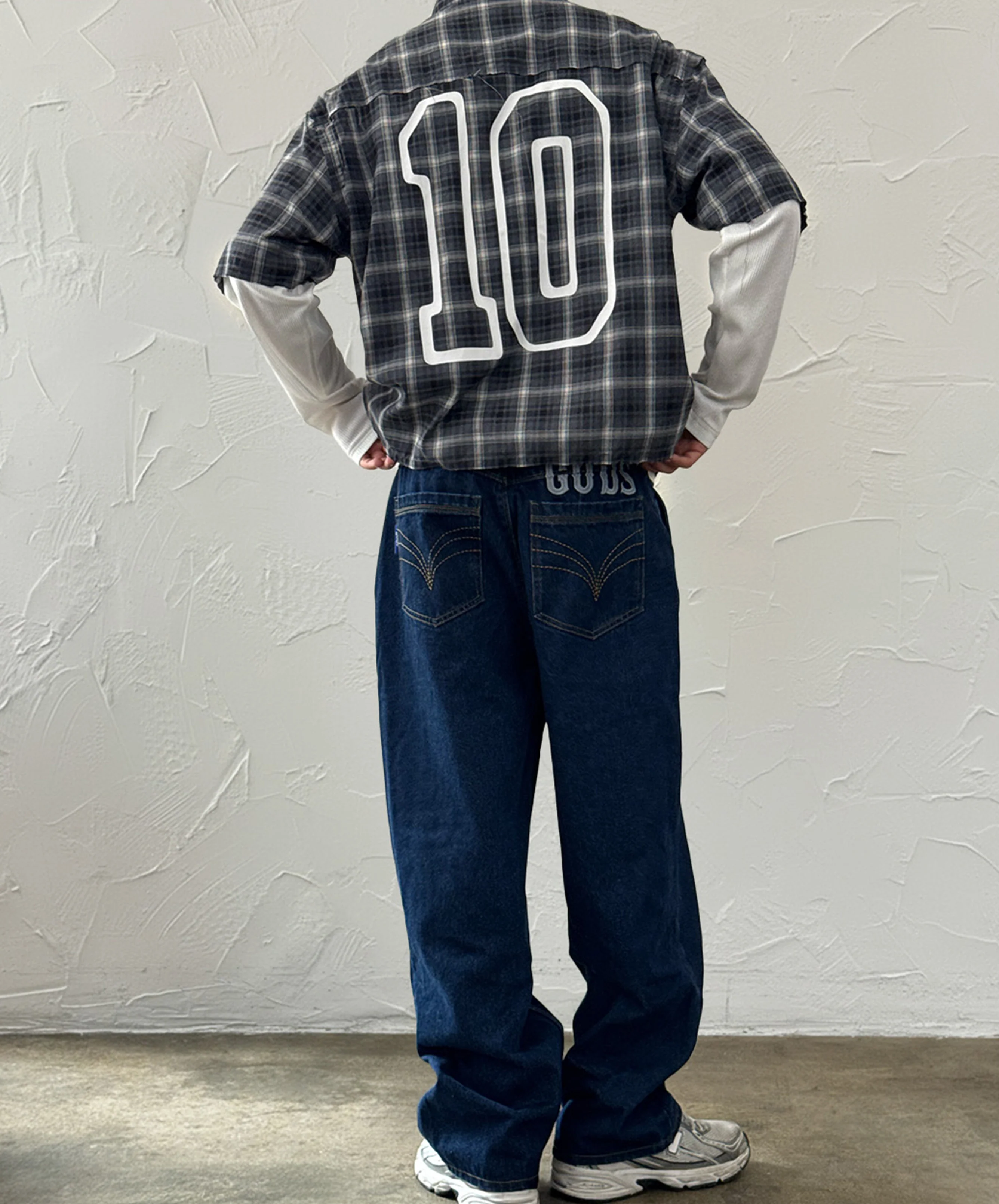 Plaid Layered Shirt Dark Grey - Image 4
