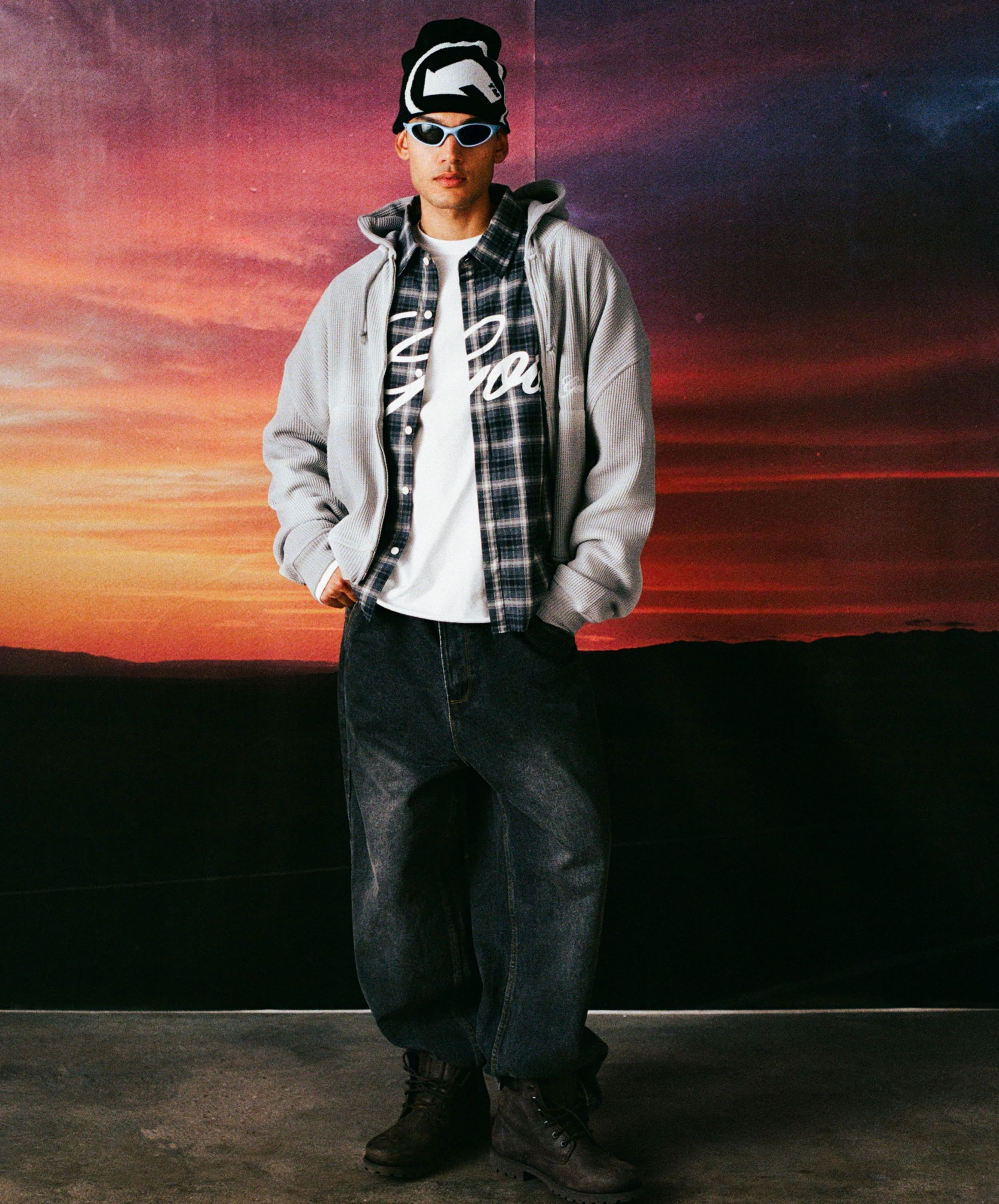 Plaid Layered Shirt Dark Grey - Image 6