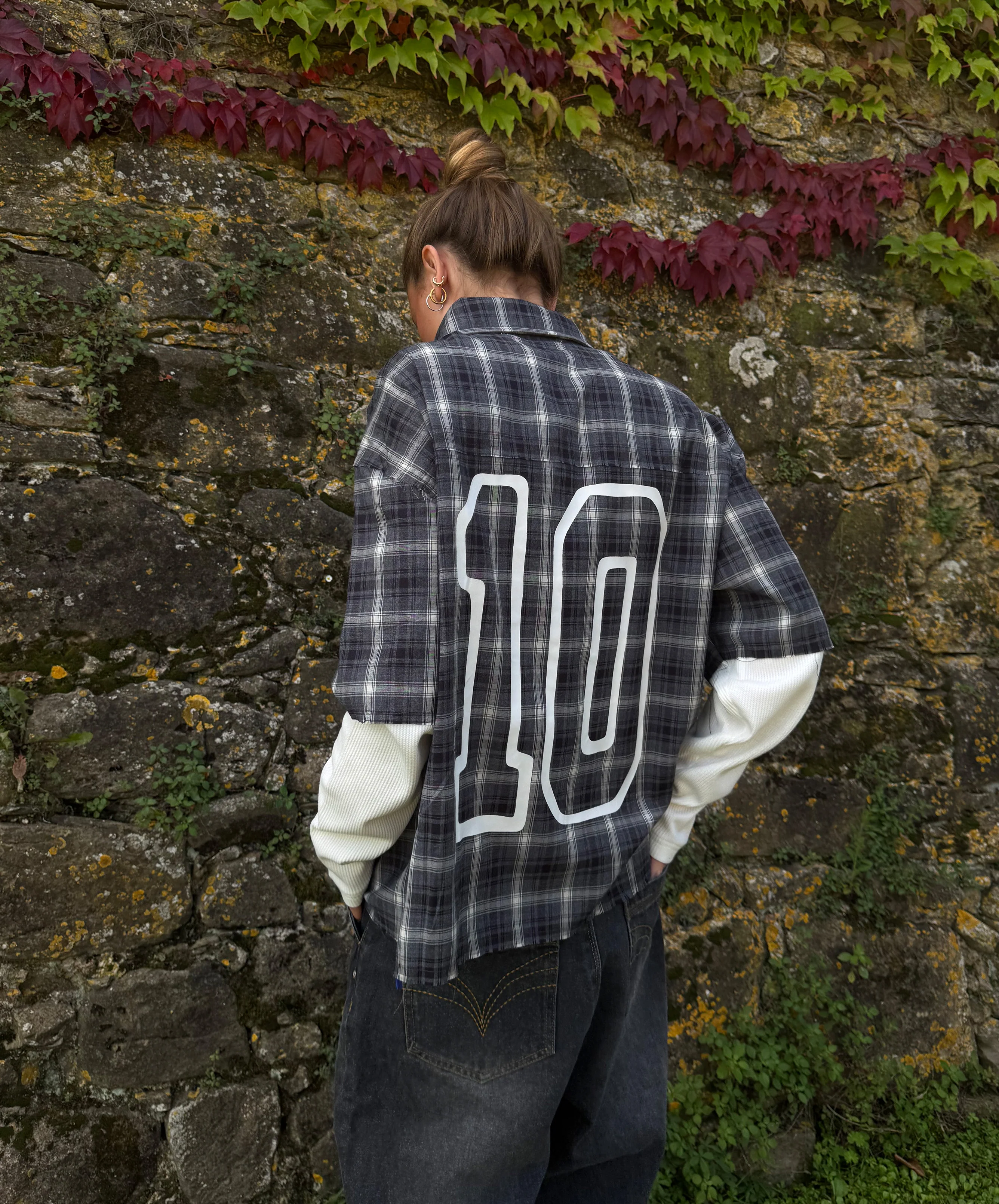Plaid Layered Shirt Dark Grey - Image 8