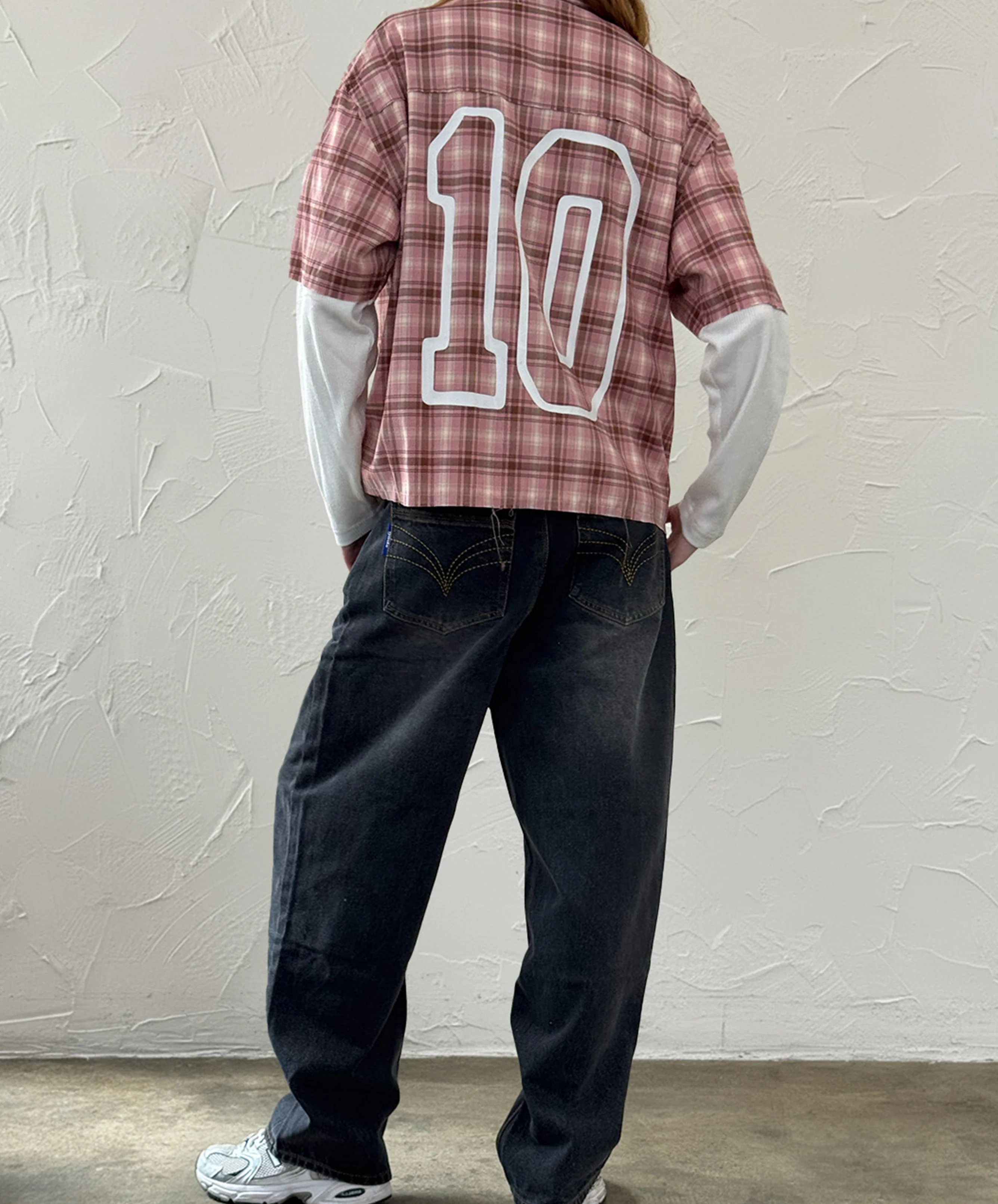 Plaid Layered Shirt Rose - Image 4