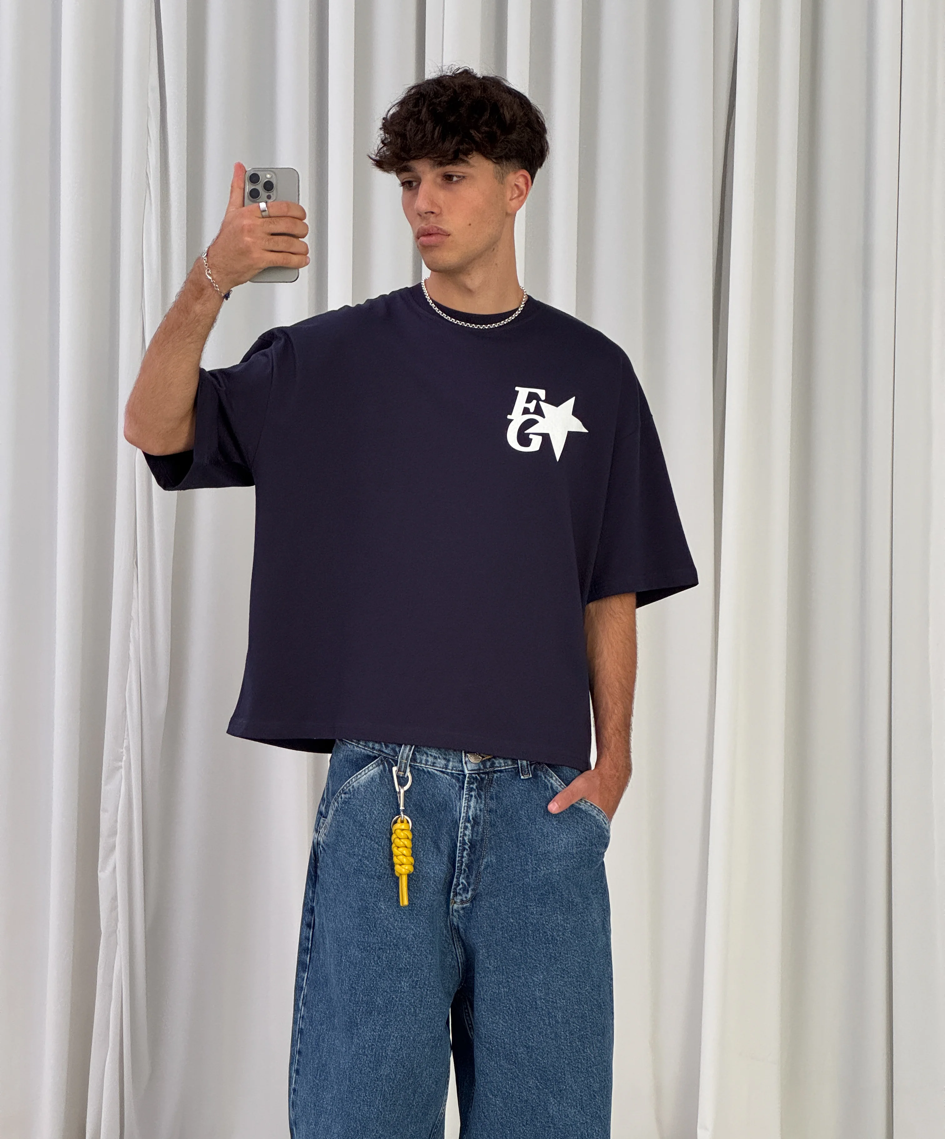 Star Boxy Tee Navy - Image 10