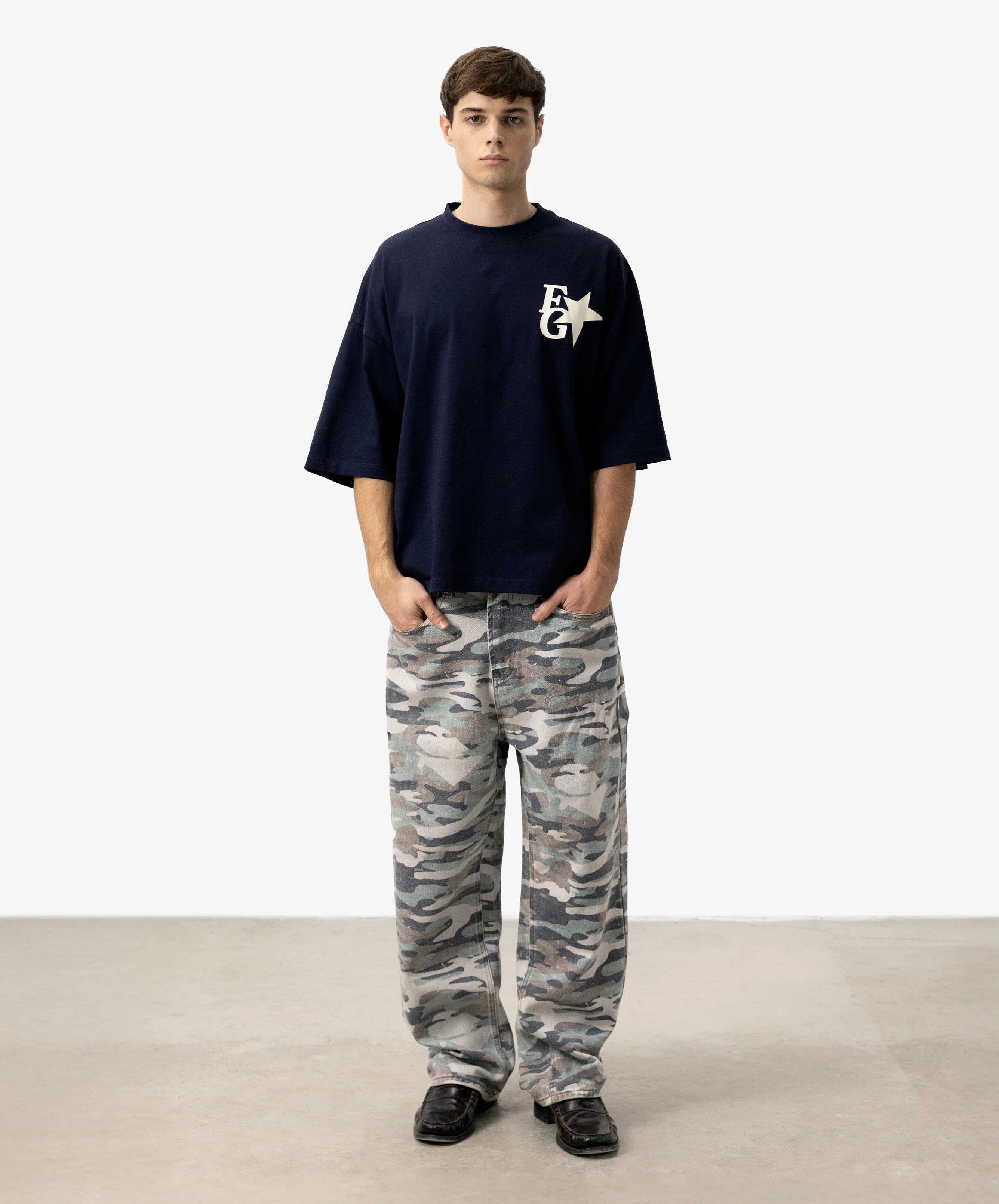 Star Boxy Tee Navy - Image 8