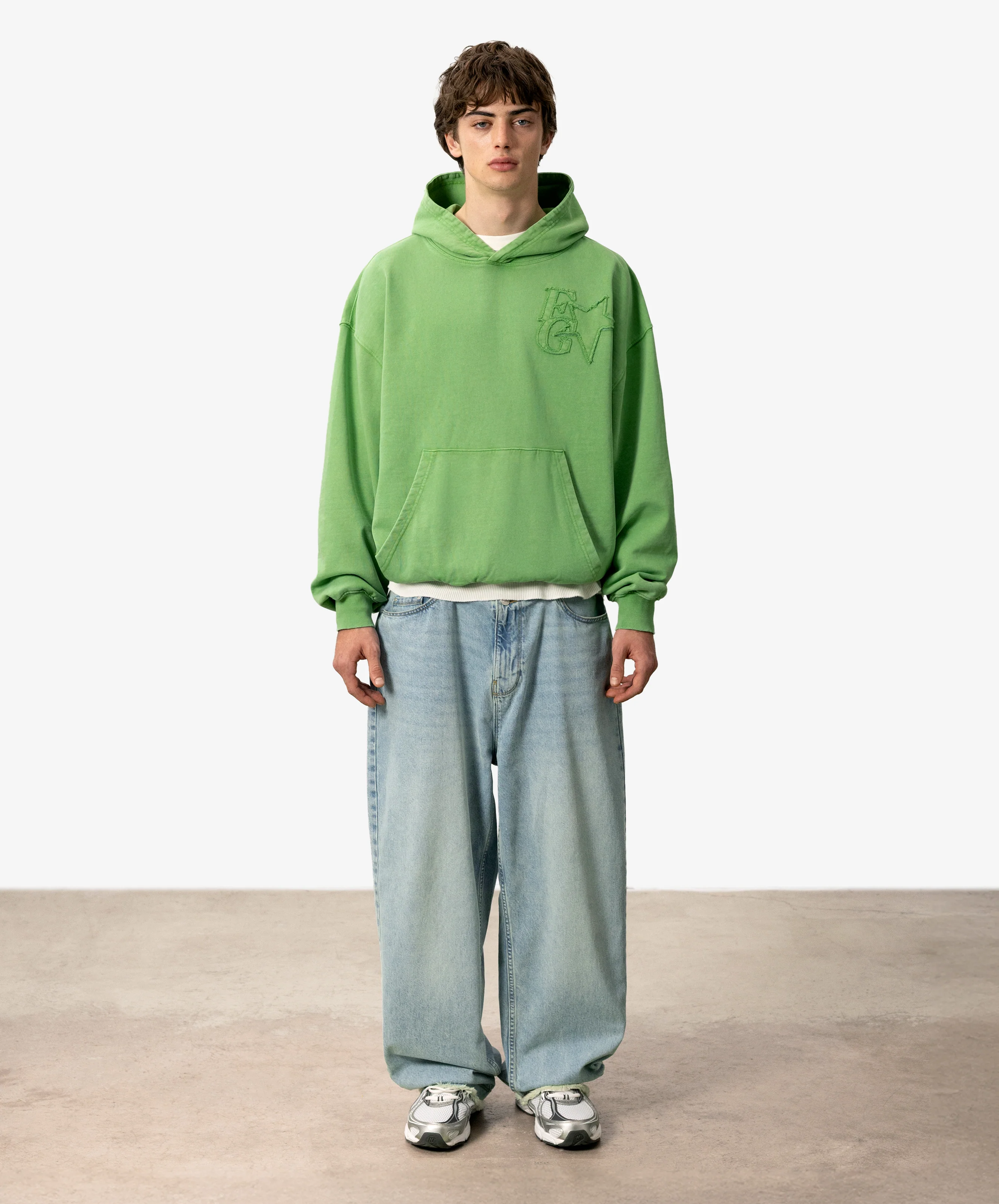 Star Washed Hoodie Green - Image 5