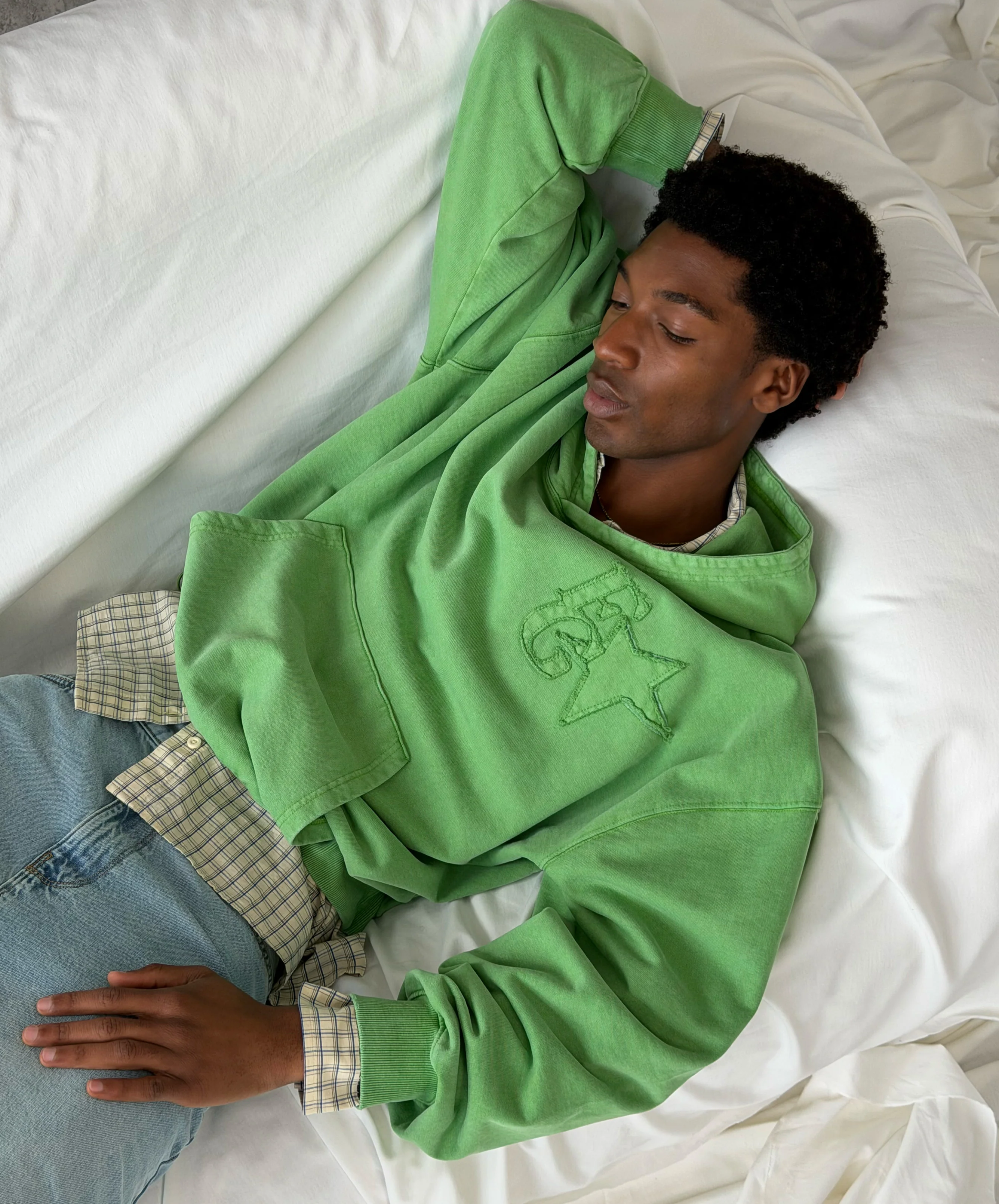 Star Washed Hoodie Green - Image 7